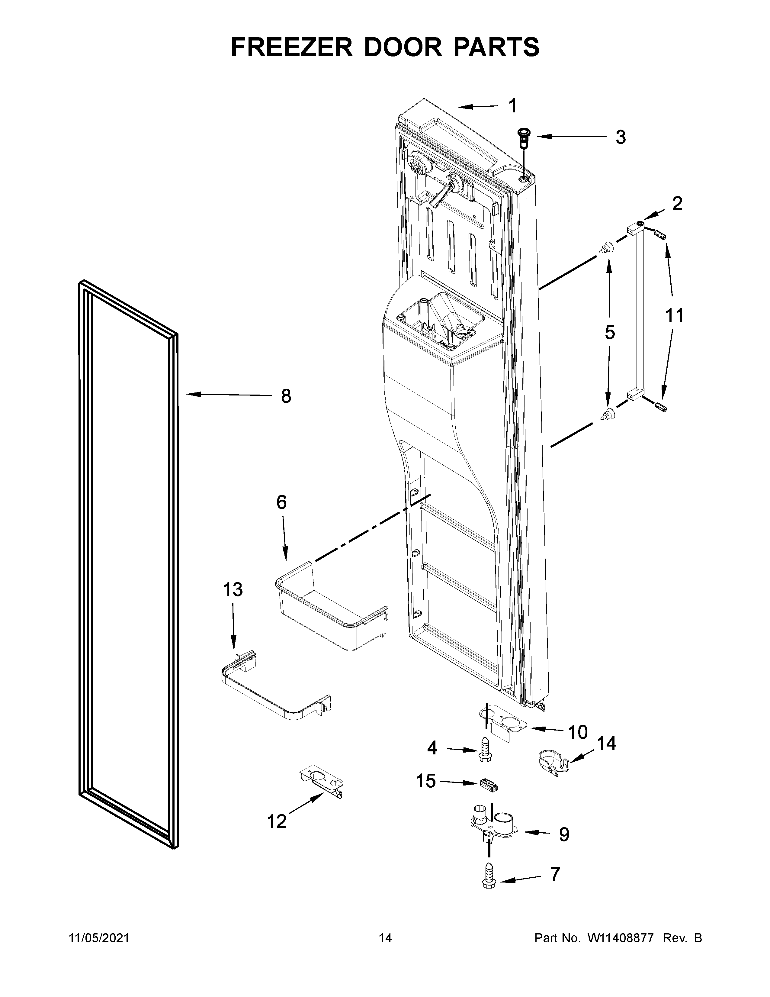 KitchenAid KRSF705HPS00 freezer door parts diagram