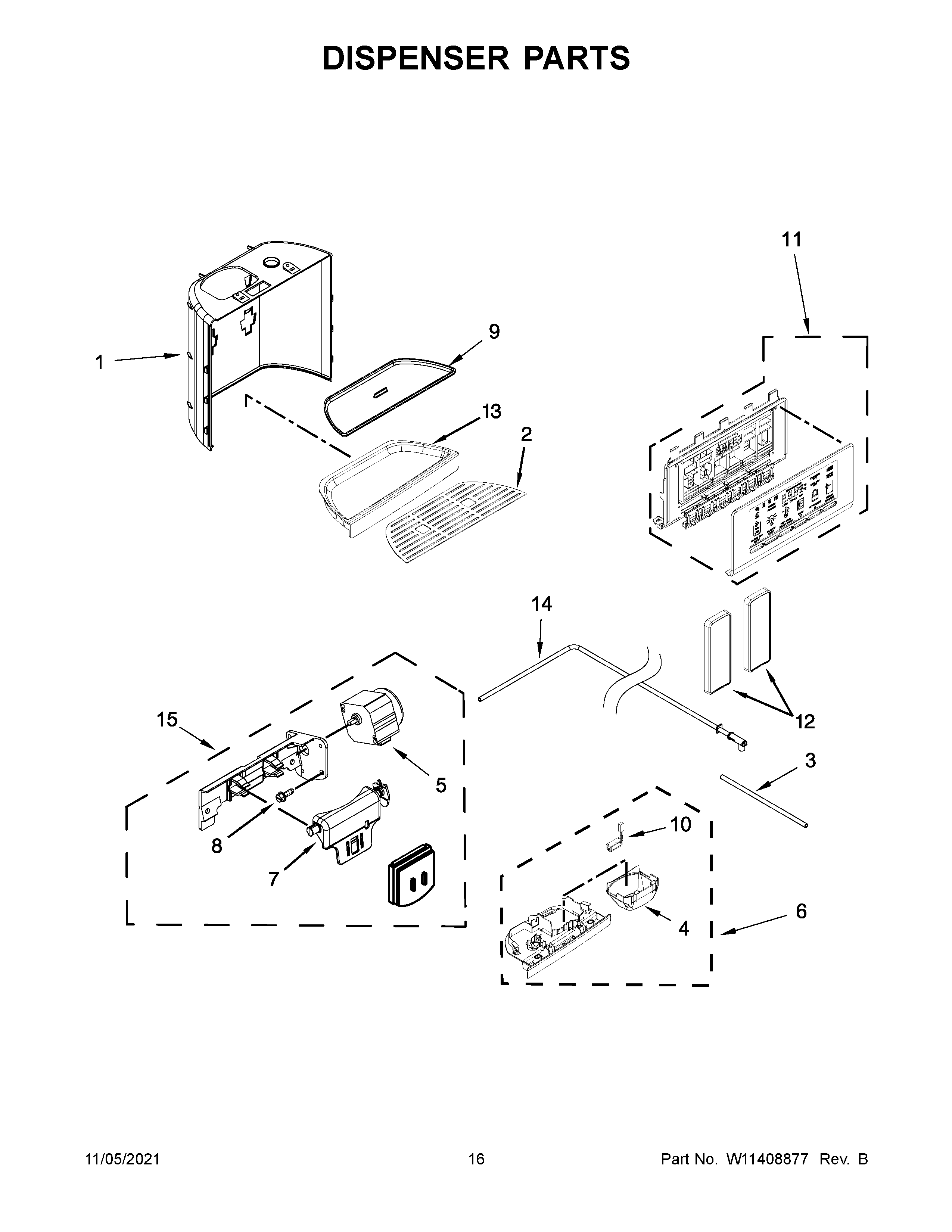 KitchenAid KRSF705HPS00 dispenser parts diagram