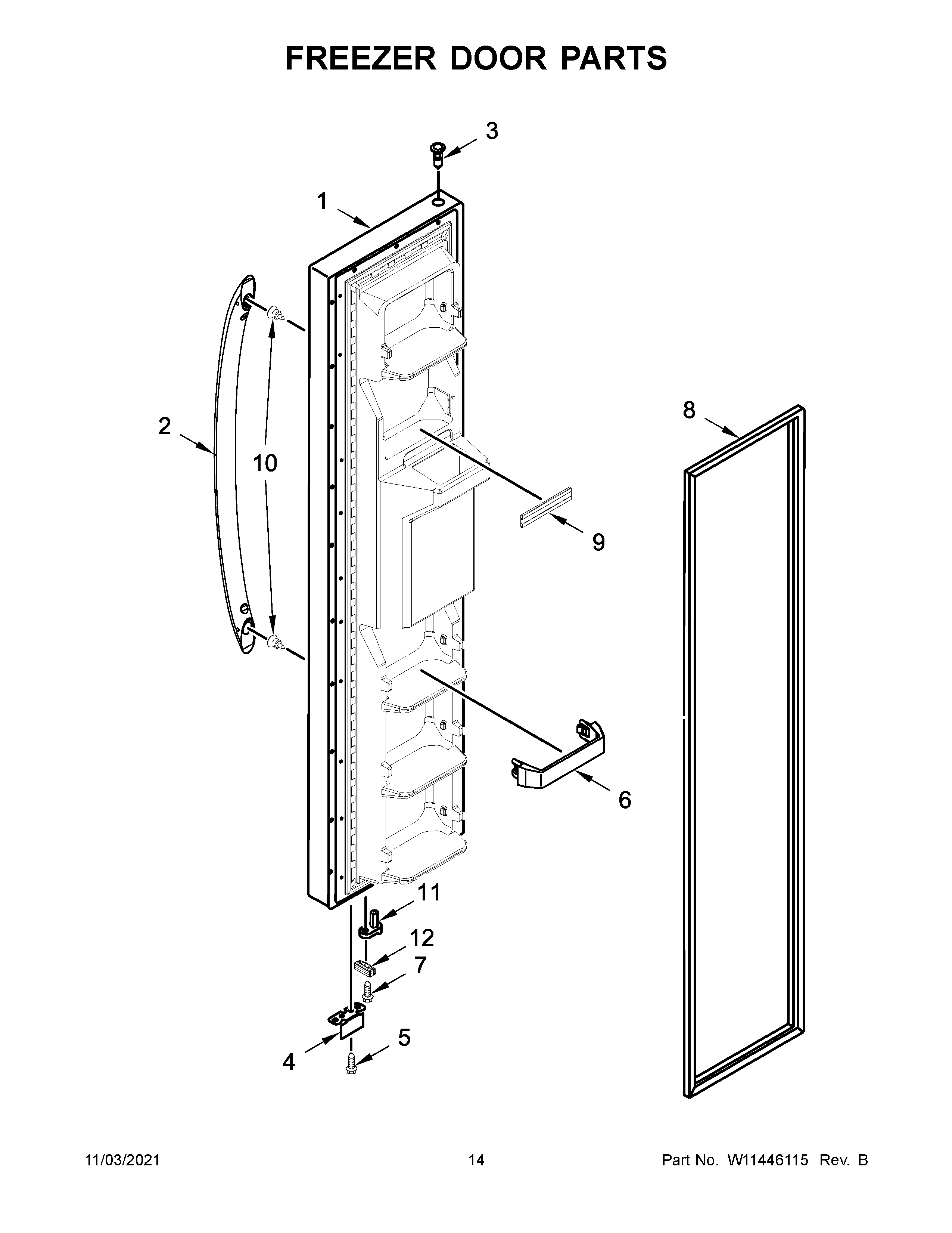 Whirlpool WRS311SDHM04 freezer door parts diagram