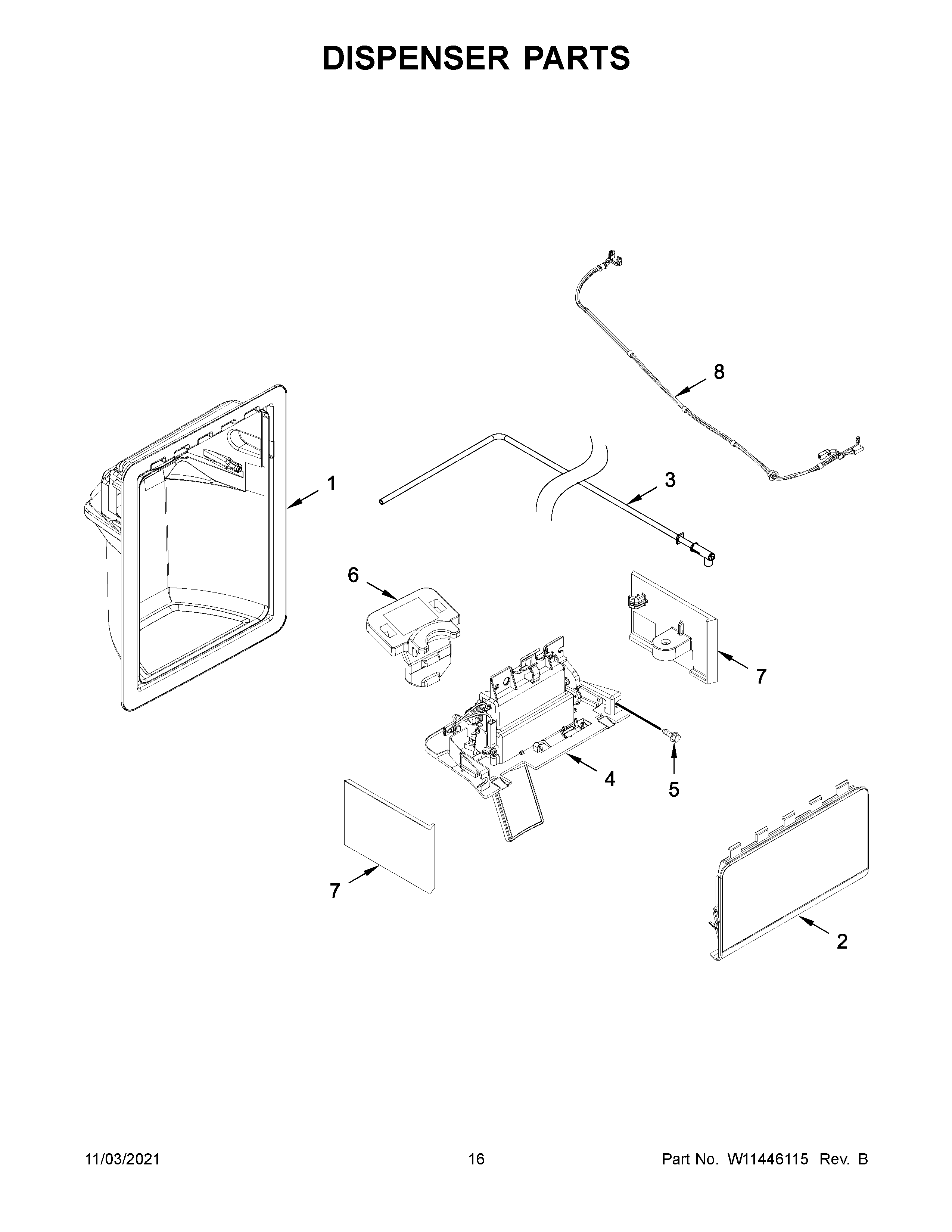 Whirlpool WRS311SDHM04 dispenser parts diagram