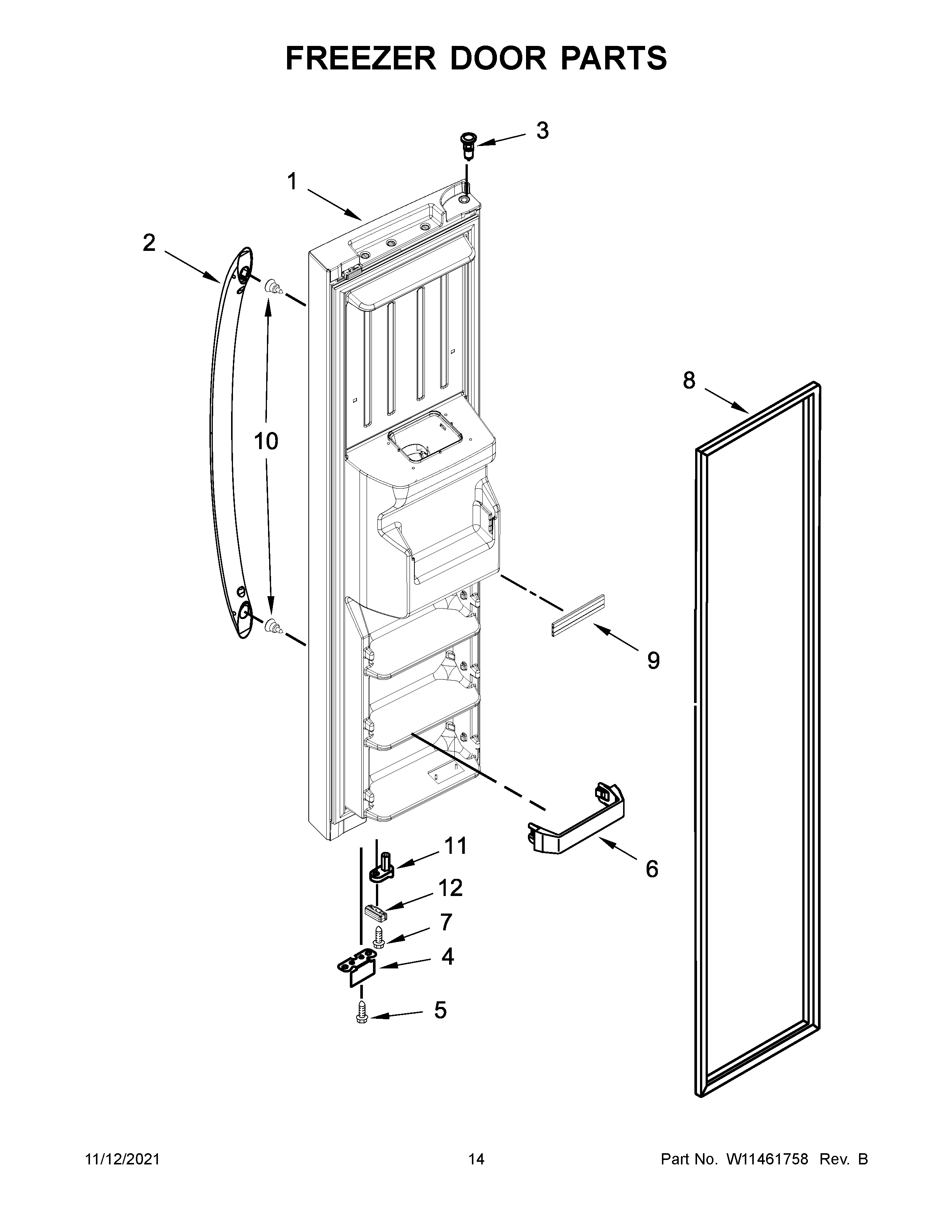 Whirlpool WRS325SDHZ05 freezer door parts diagram