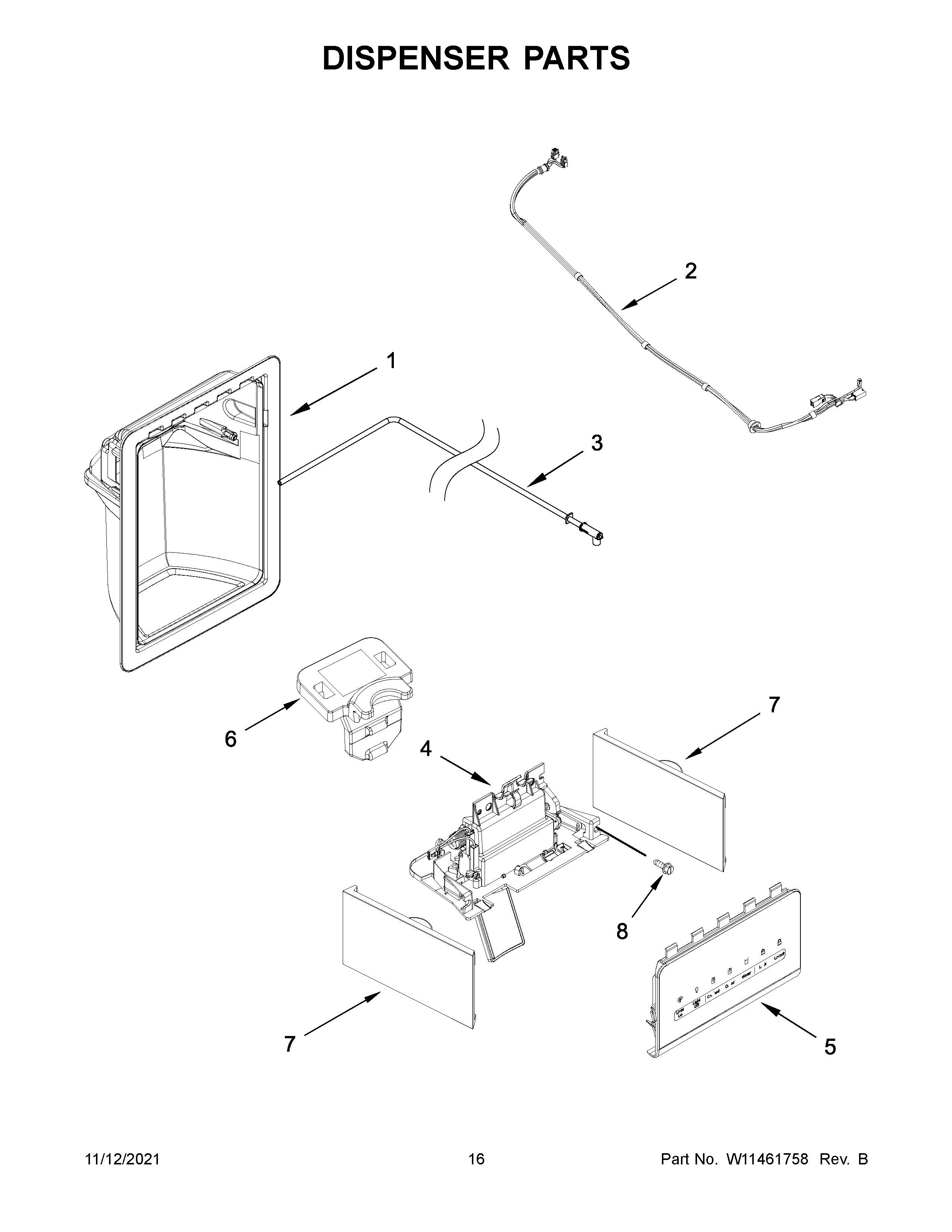 Whirlpool WRS325SDHZ05 dispenser parts diagram