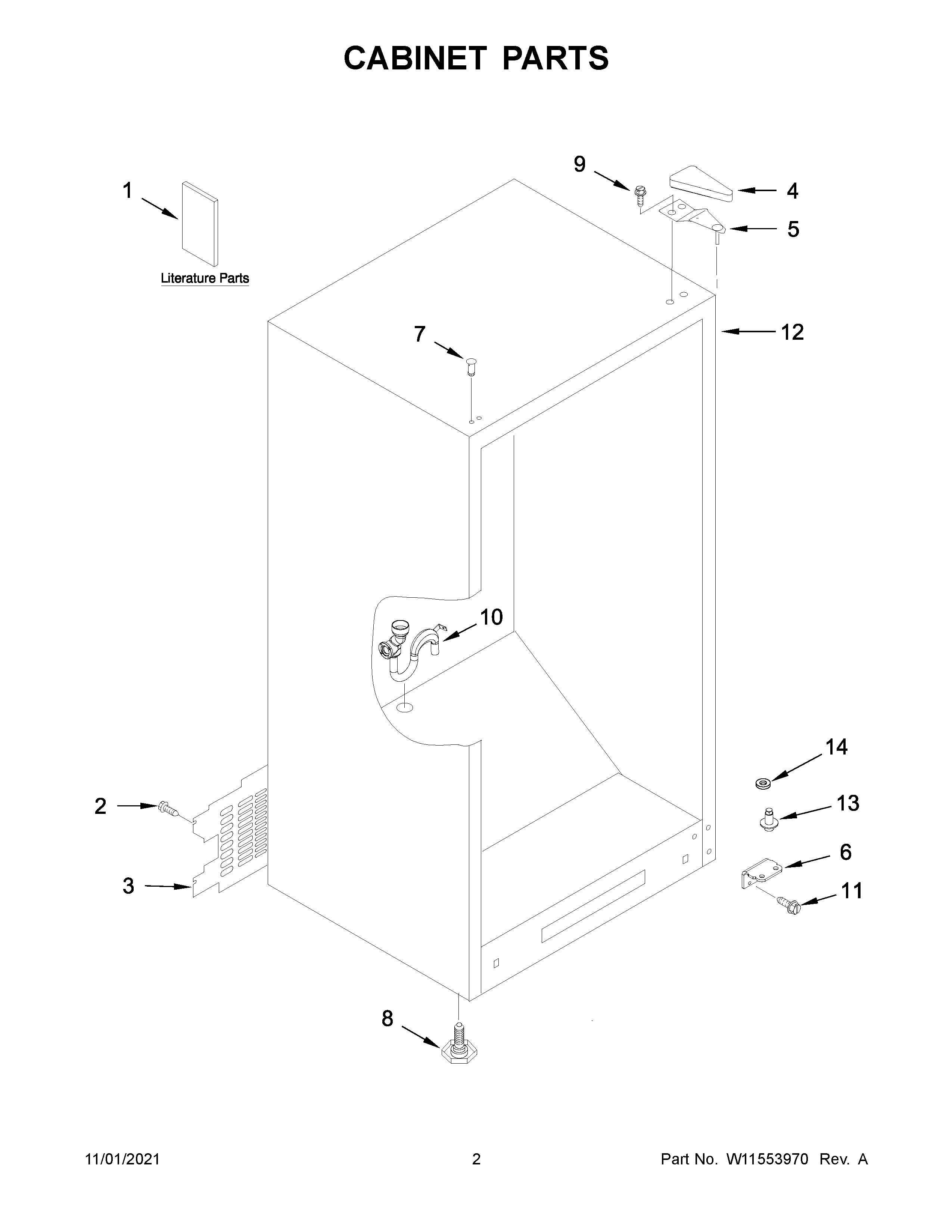 Whirlpool WZF57R16FW07 cabinet parts diagram