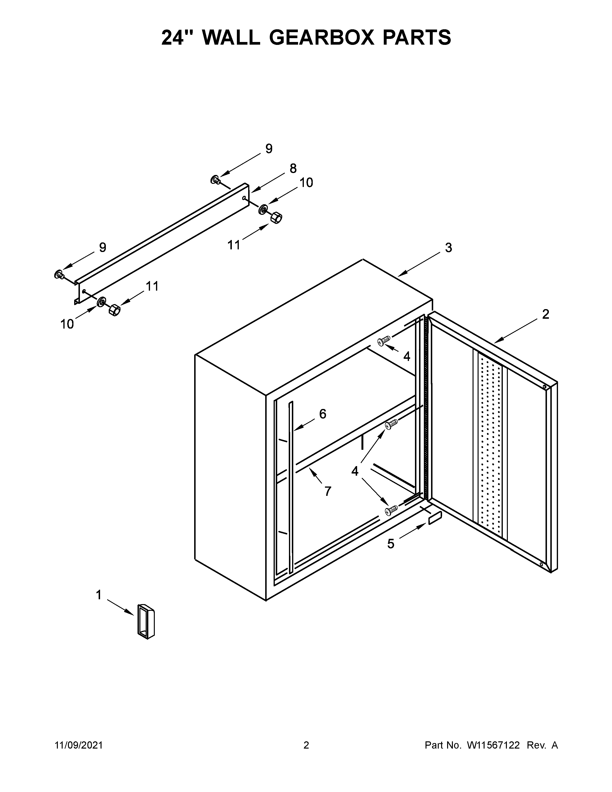 Gladiator GAWG241DDR01 24" wall gearbox parts diagram