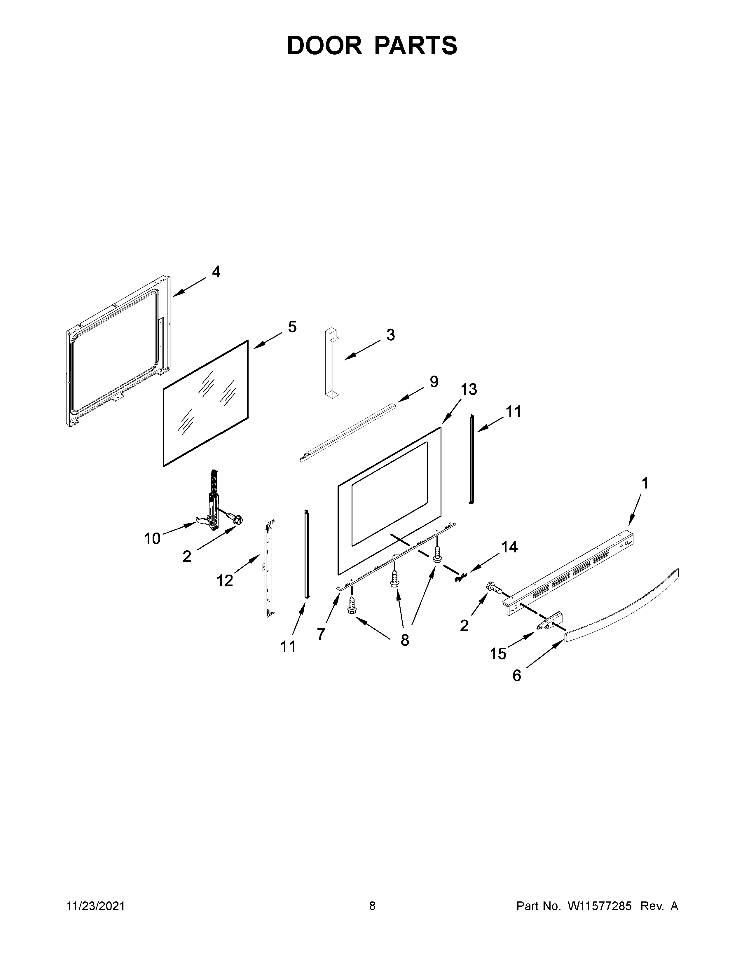 Whirlpool WEG750H0HB2 door parts diagram