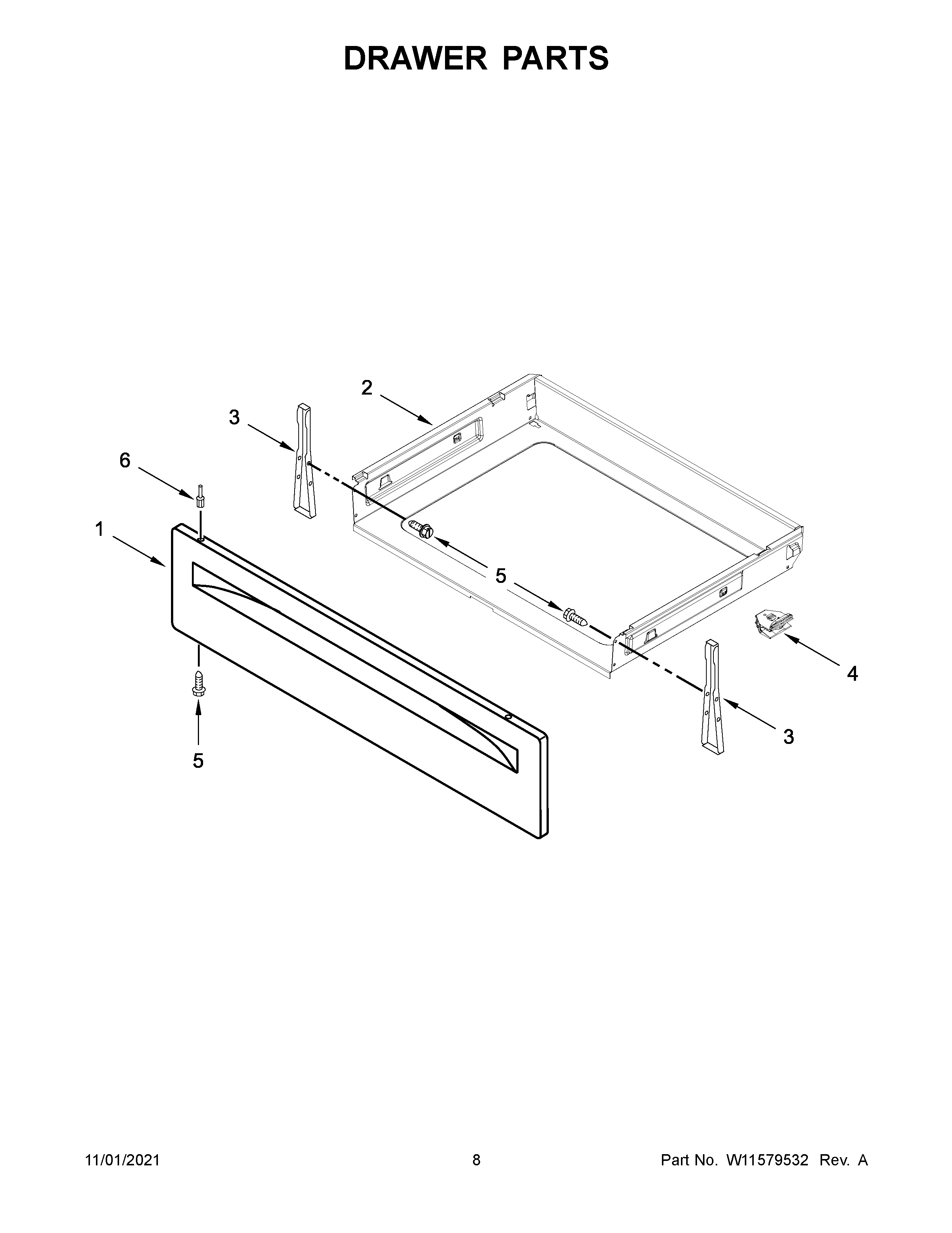 Whirlpool WEC310S0LB1 drawer parts diagram
