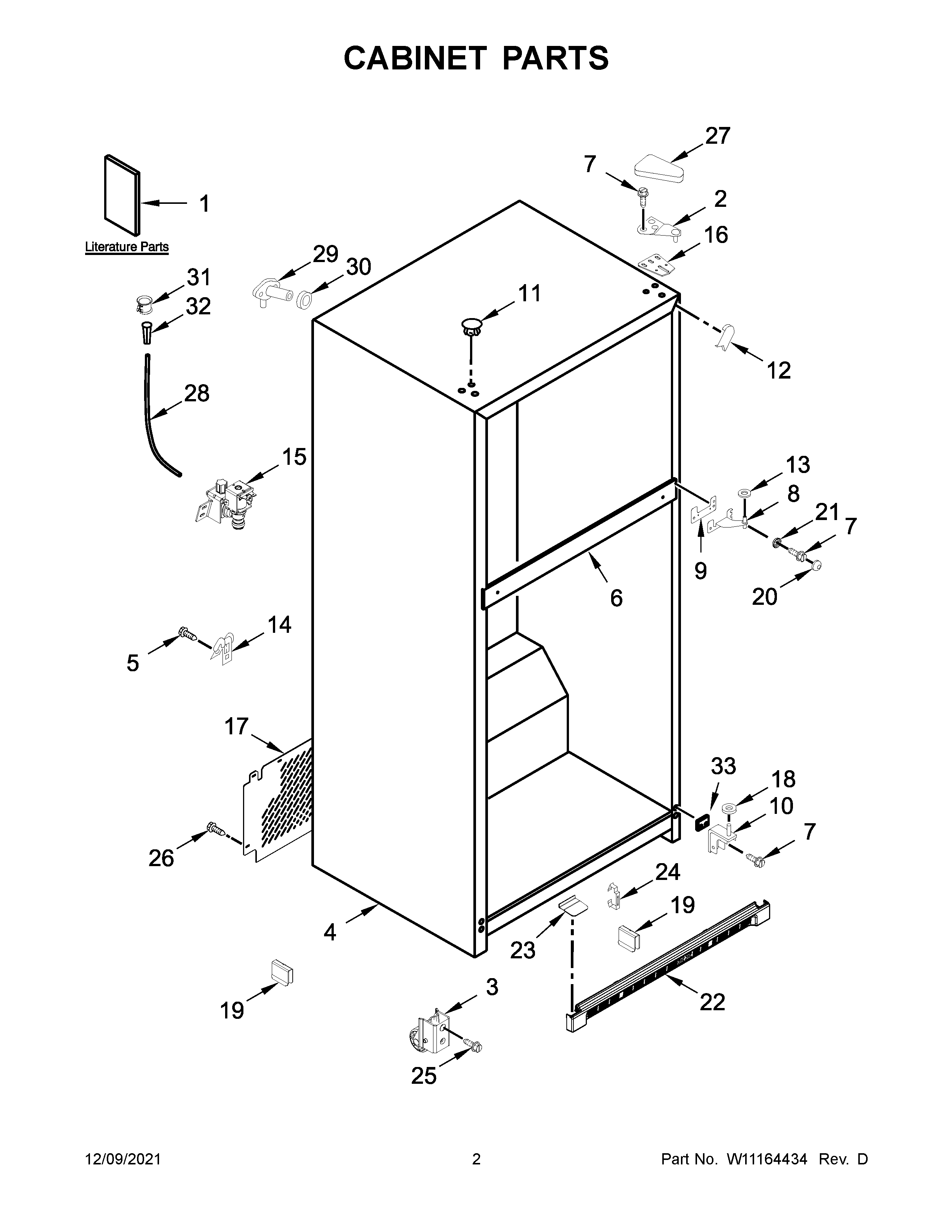 Whirlpool WRT311FZDW01 cabinet parts diagram