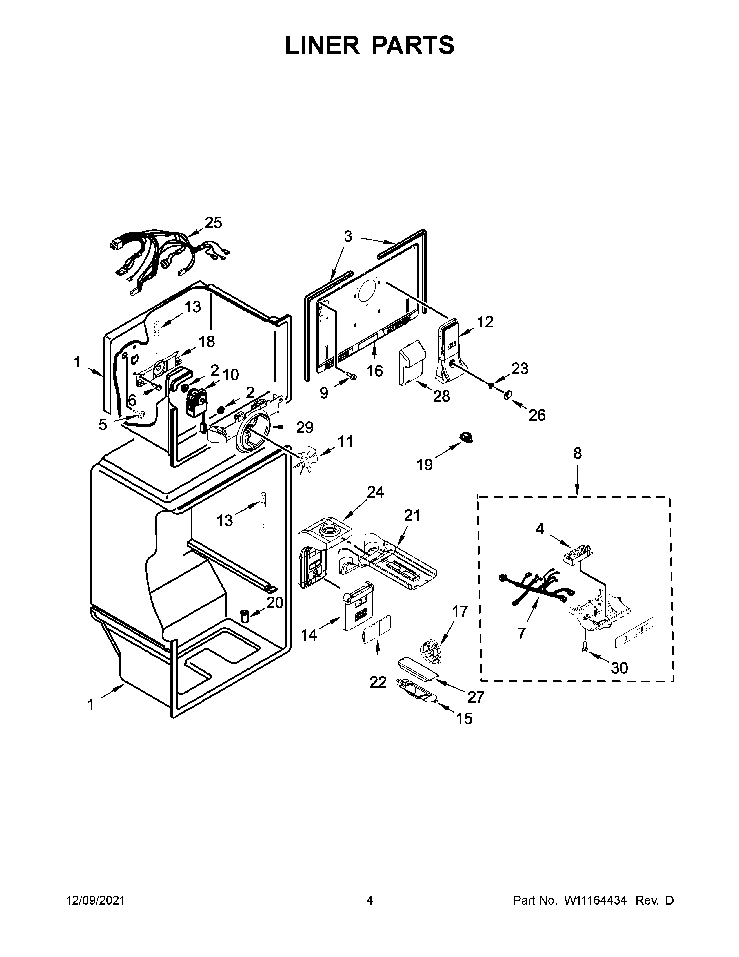 Whirlpool WRT311FZDW01 liner parts diagram