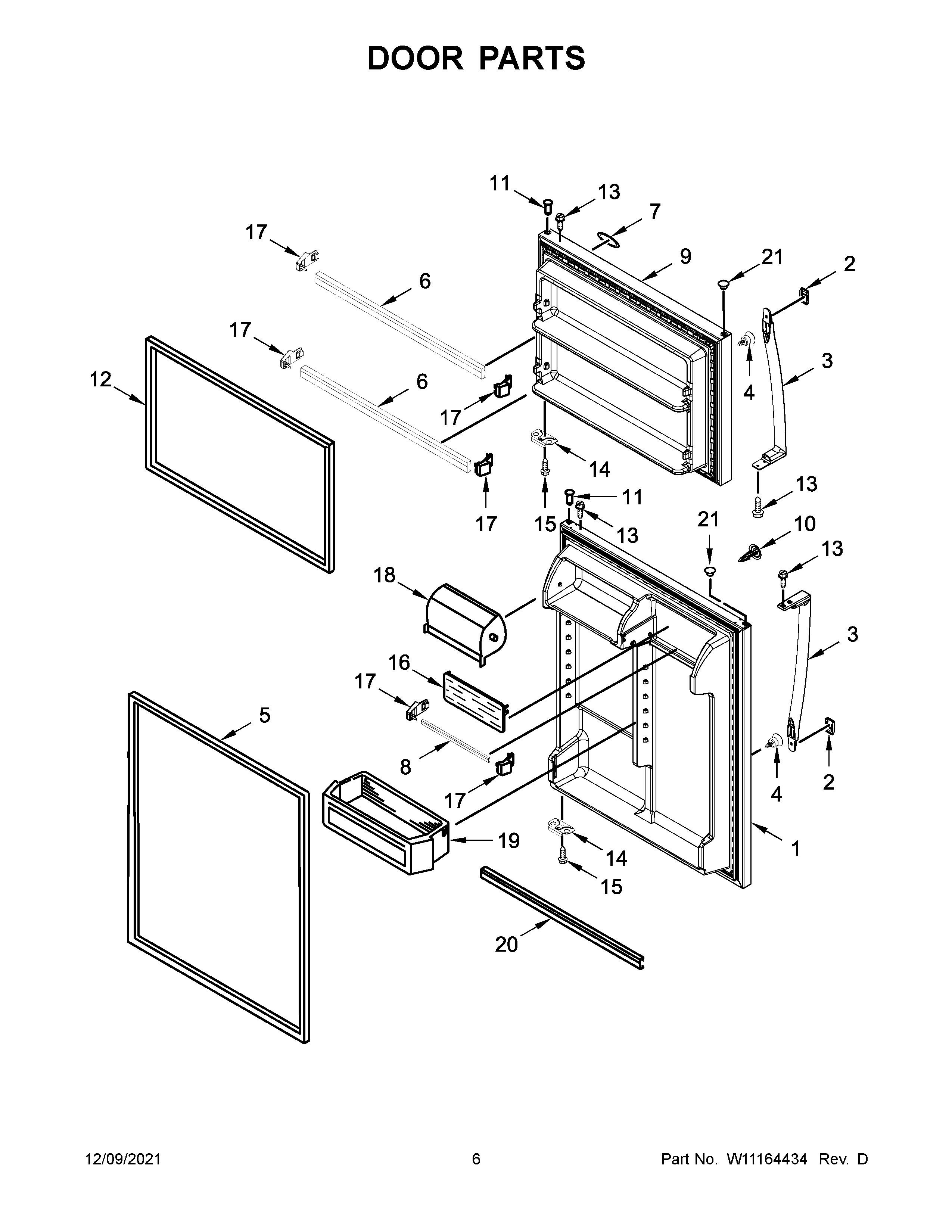 Whirlpool WRT311FZDW01 door parts diagram