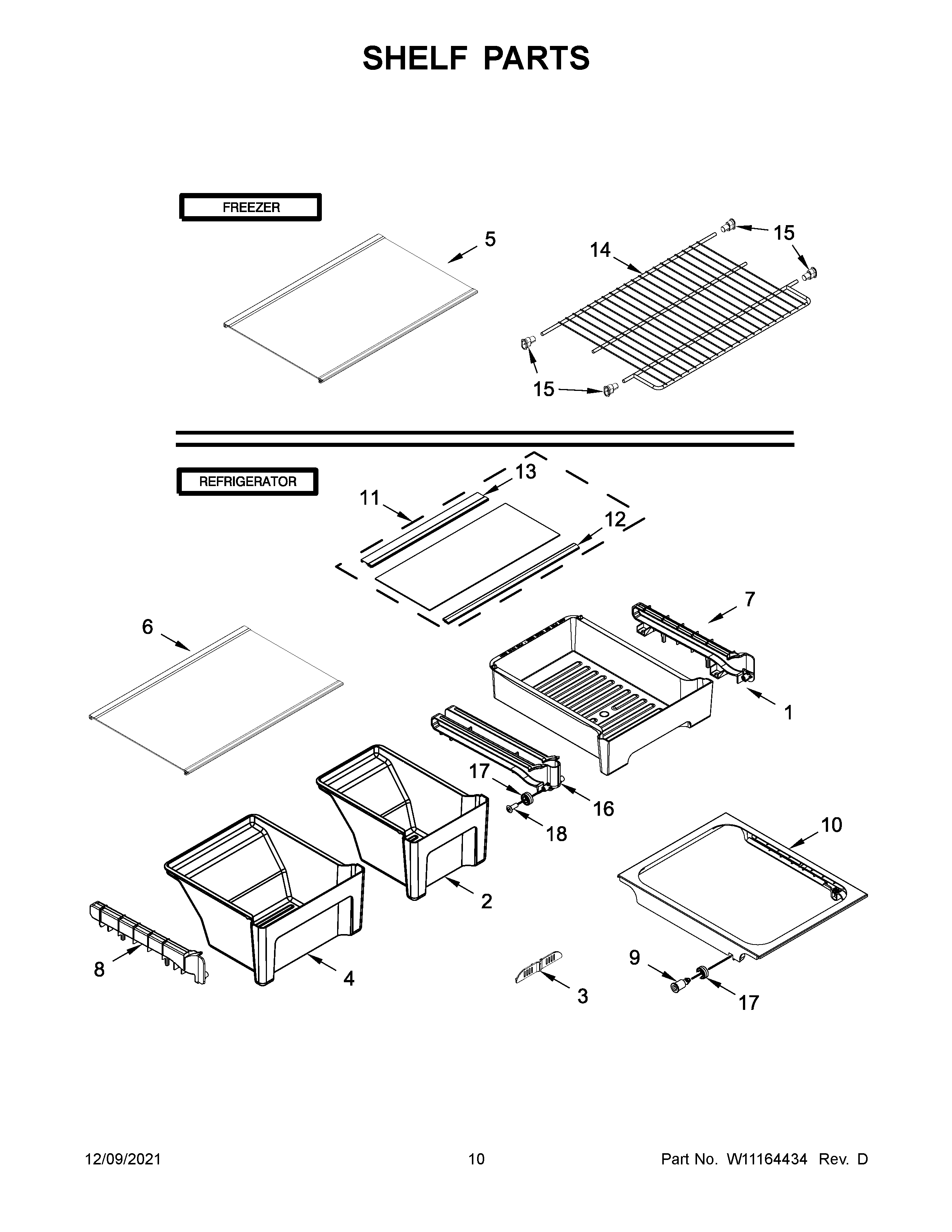 Whirlpool WRT311FZDW01 shelf parts diagram