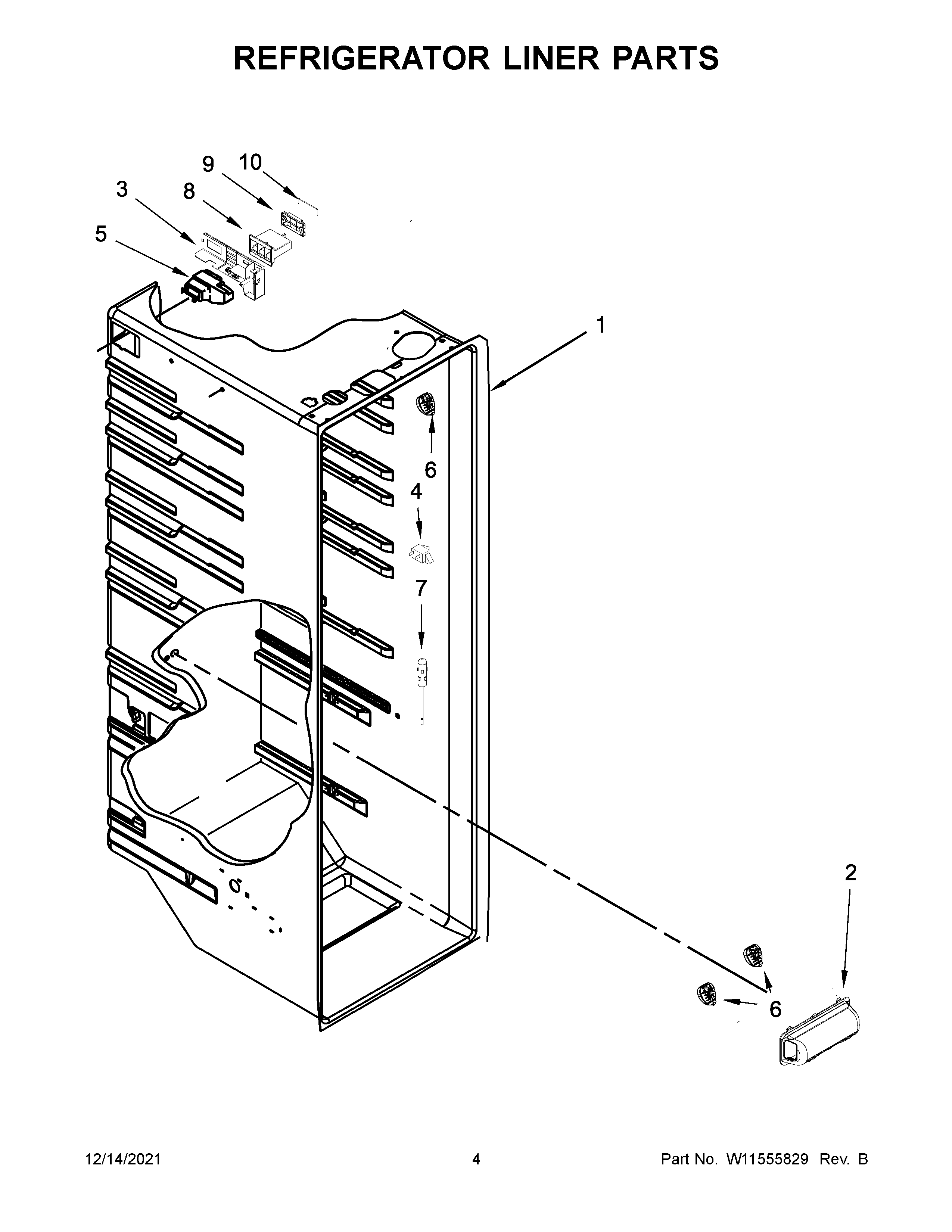 Whirlpool WRS315SNHB06 refrigerator liner parts diagram