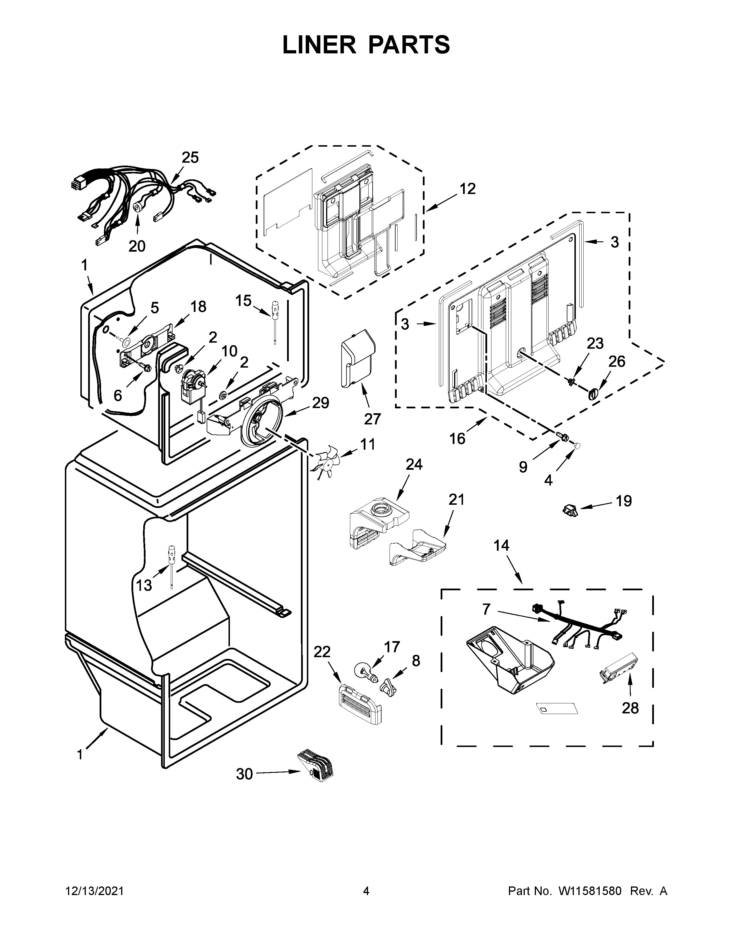 Whirlpool WRT549SZDB03 liner parts diagram
