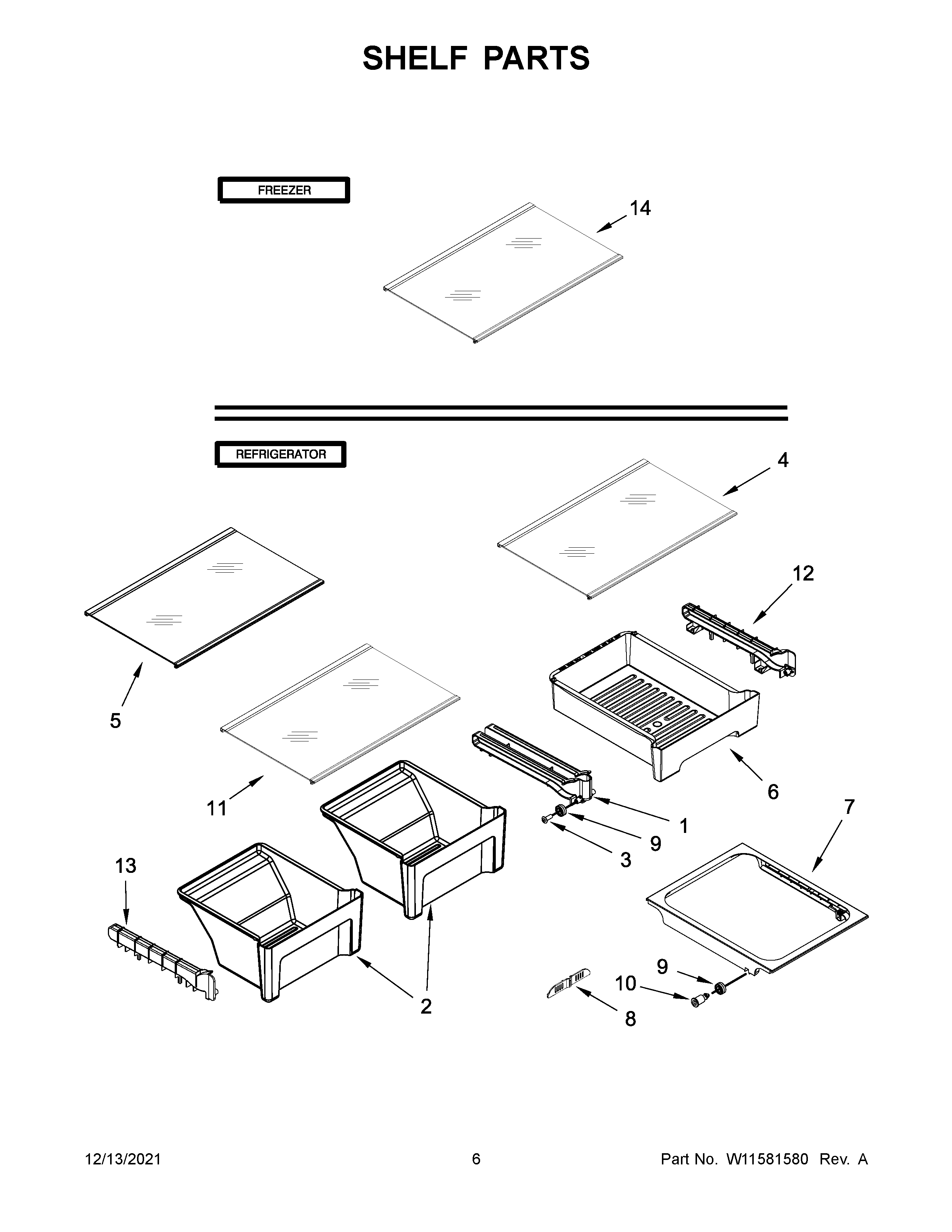 Whirlpool WRT549SZDB03 shelf parts diagram