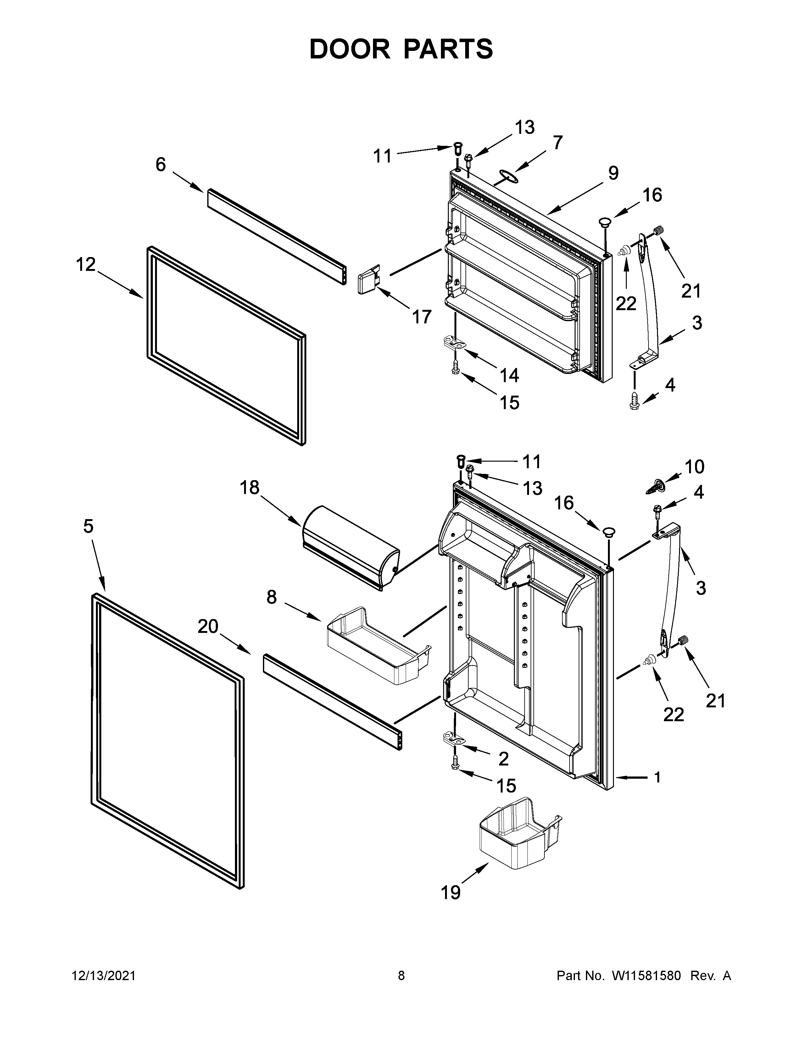 Whirlpool WRT549SZDB03 door parts diagram