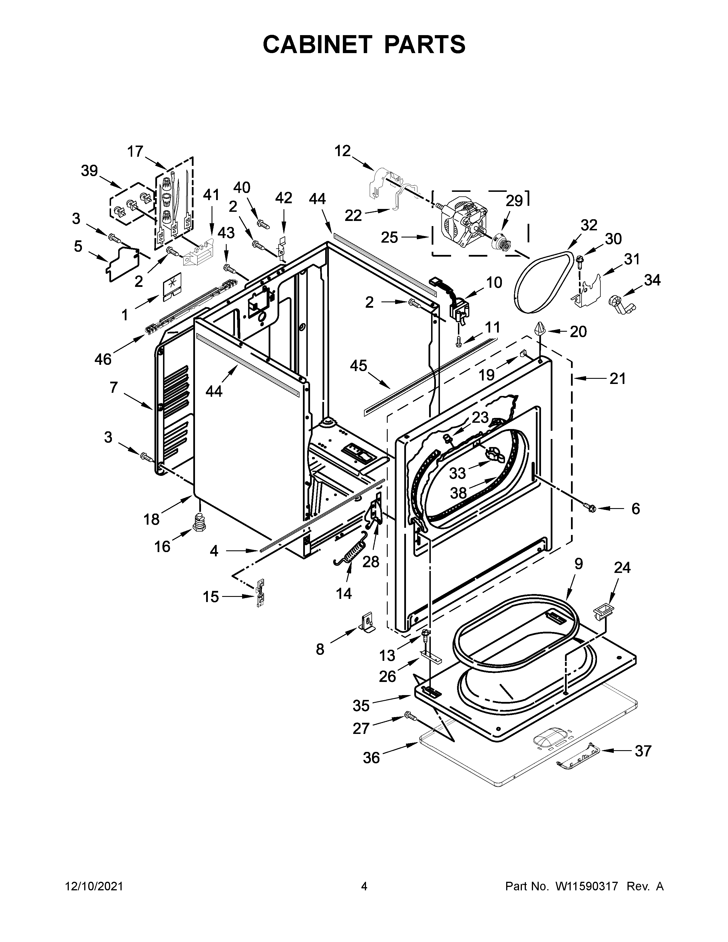 Crosley CED7011LW1 cabinet parts diagram