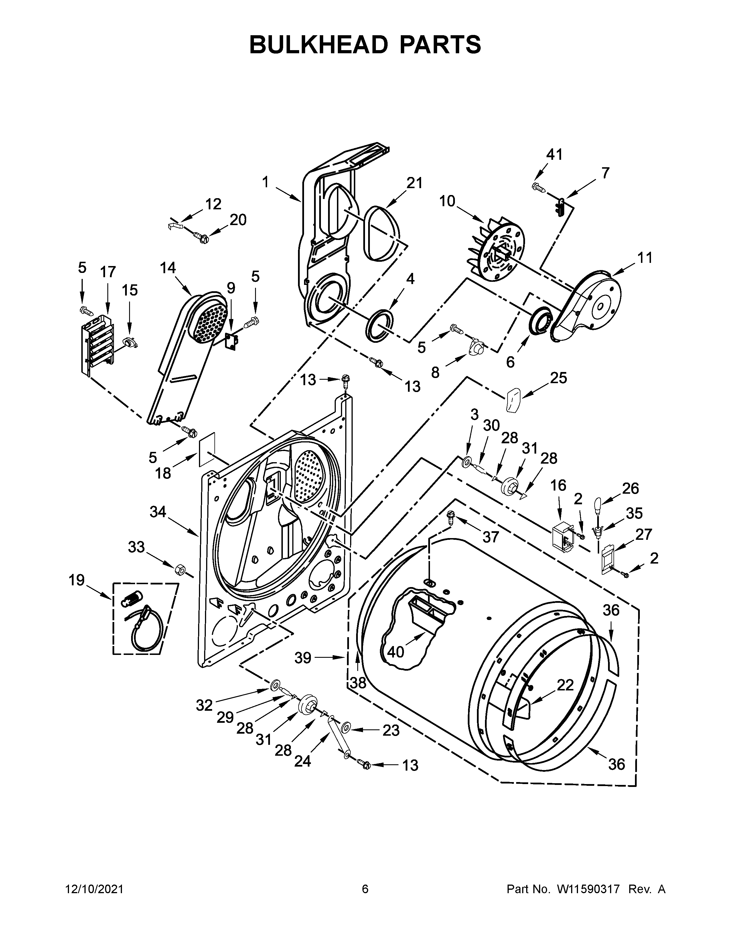 Crosley CED7011LW1 bulkhead parts diagram