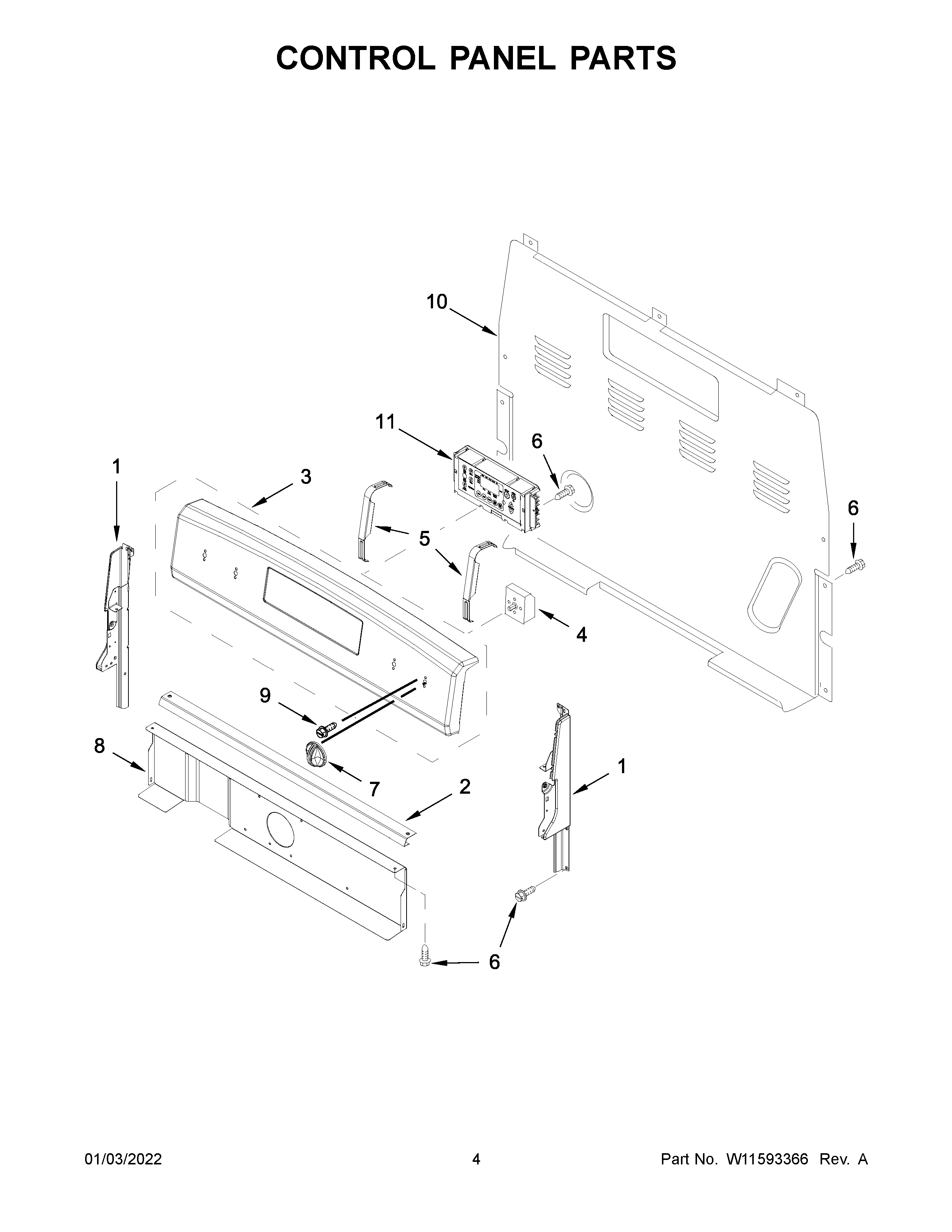 Amana AER6303MFS5 control panel parts diagram