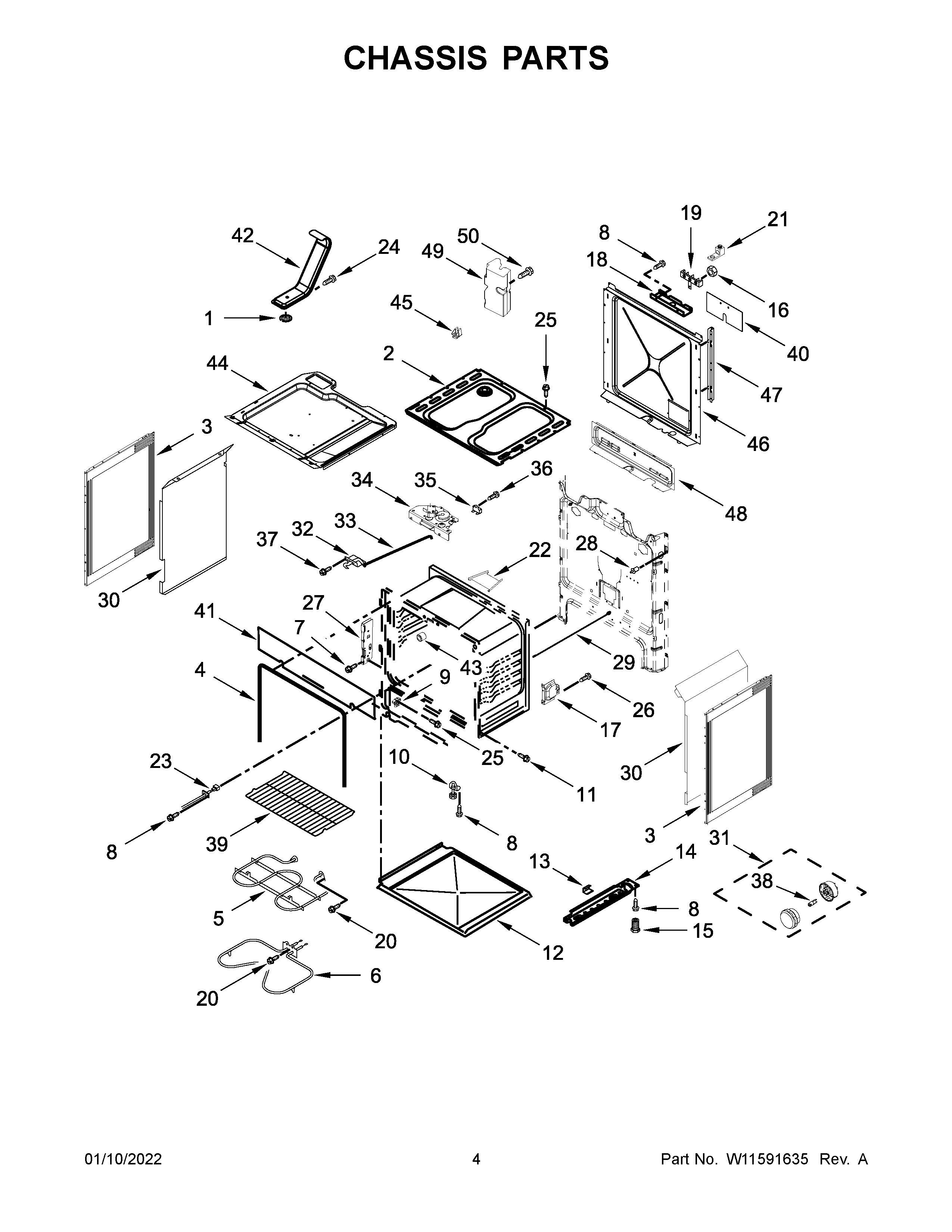 Whirlpool WEC310S0LS1 chassis parts diagram