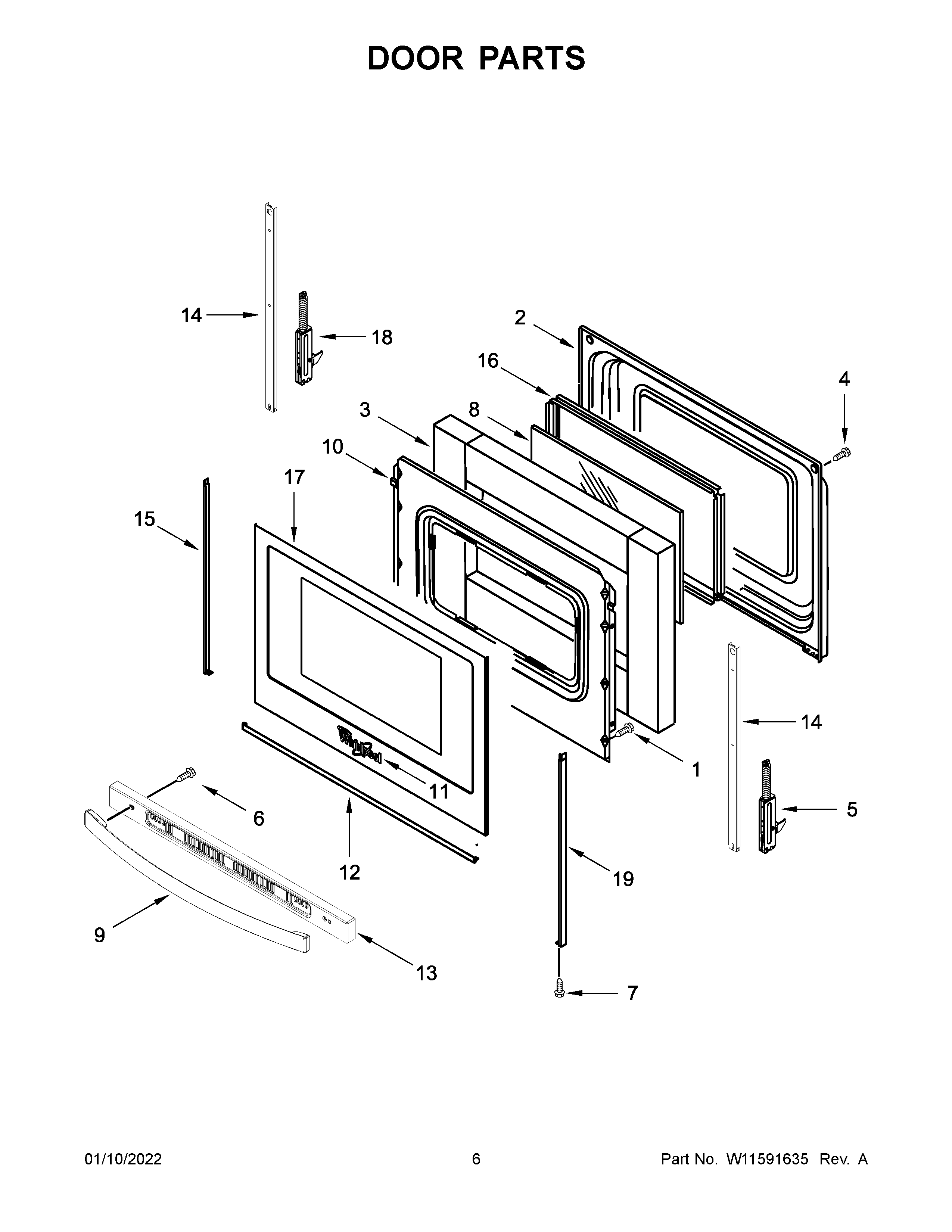 Whirlpool WEC310S0LS1 door parts diagram
