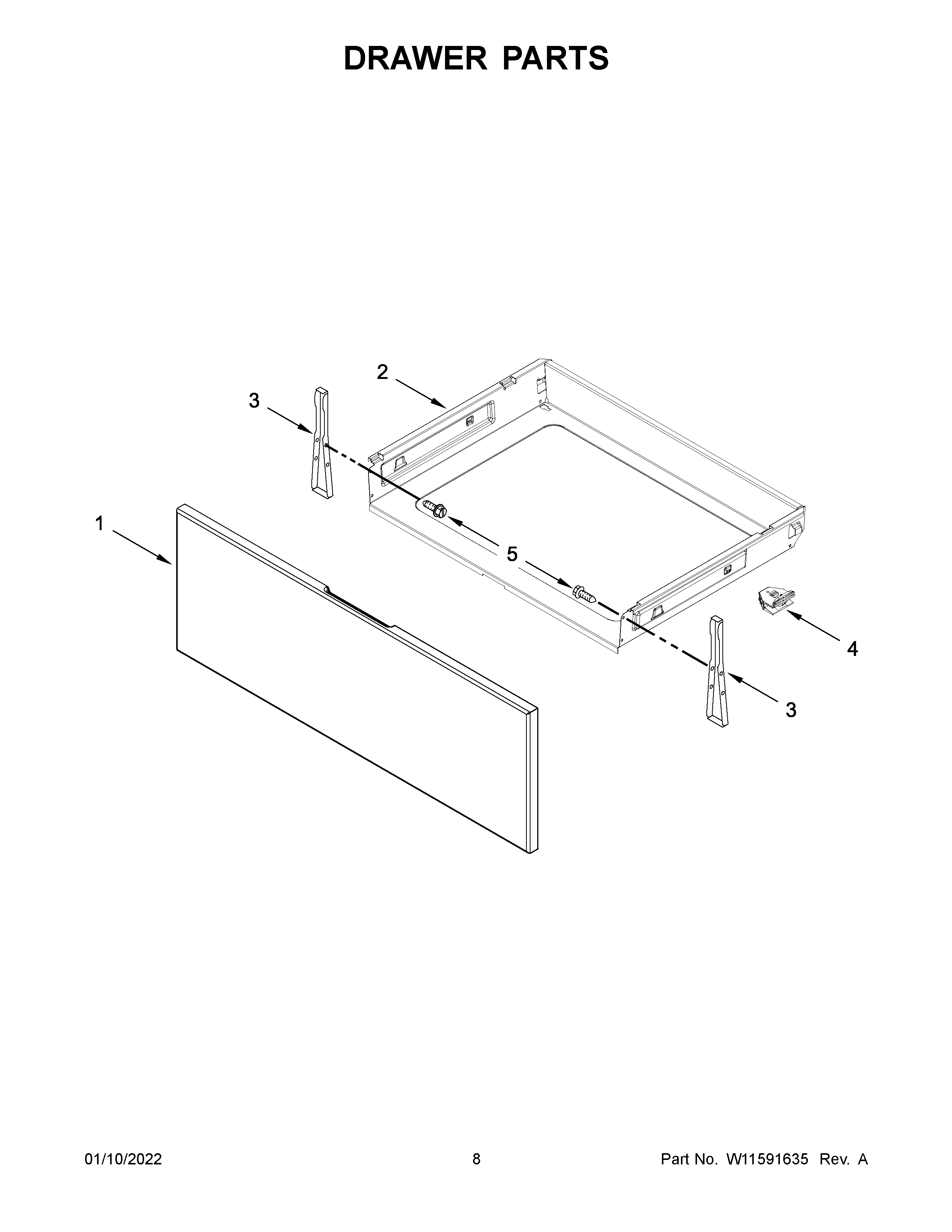 Whirlpool WEC310S0LS1 drawer parts diagram