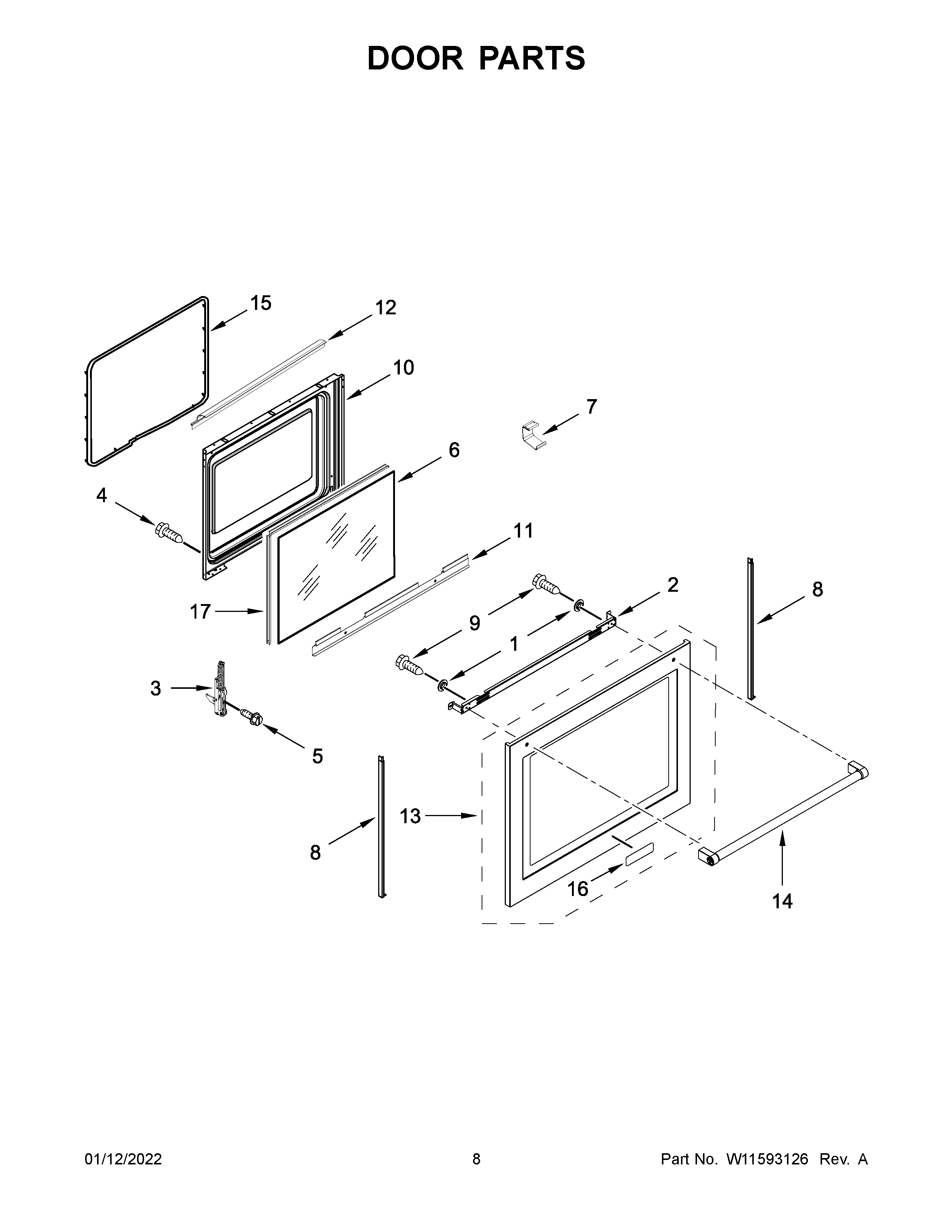 KitchenAid YKFEG500EBS5 door parts diagram