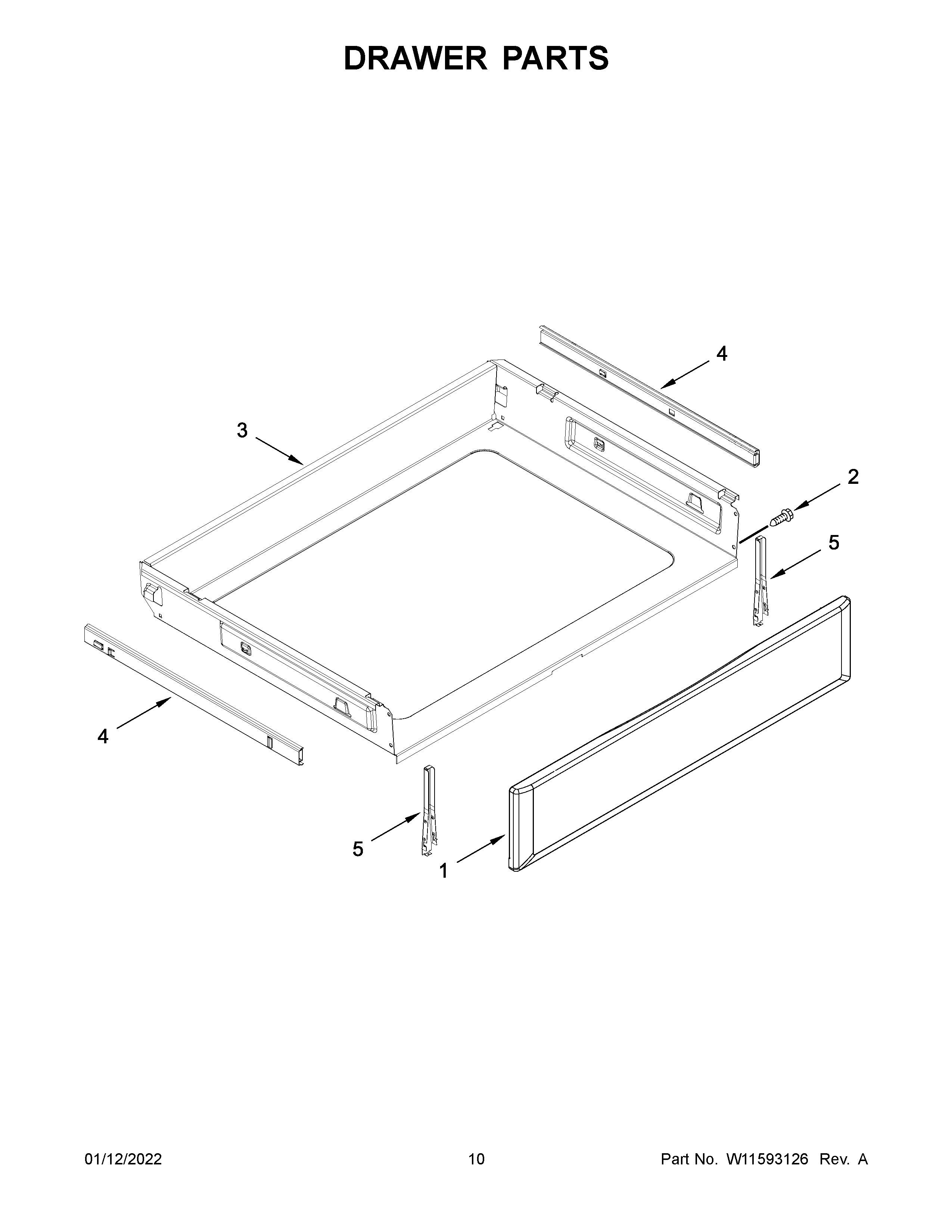 KitchenAid YKFEG500EBS5 drawer parts diagram