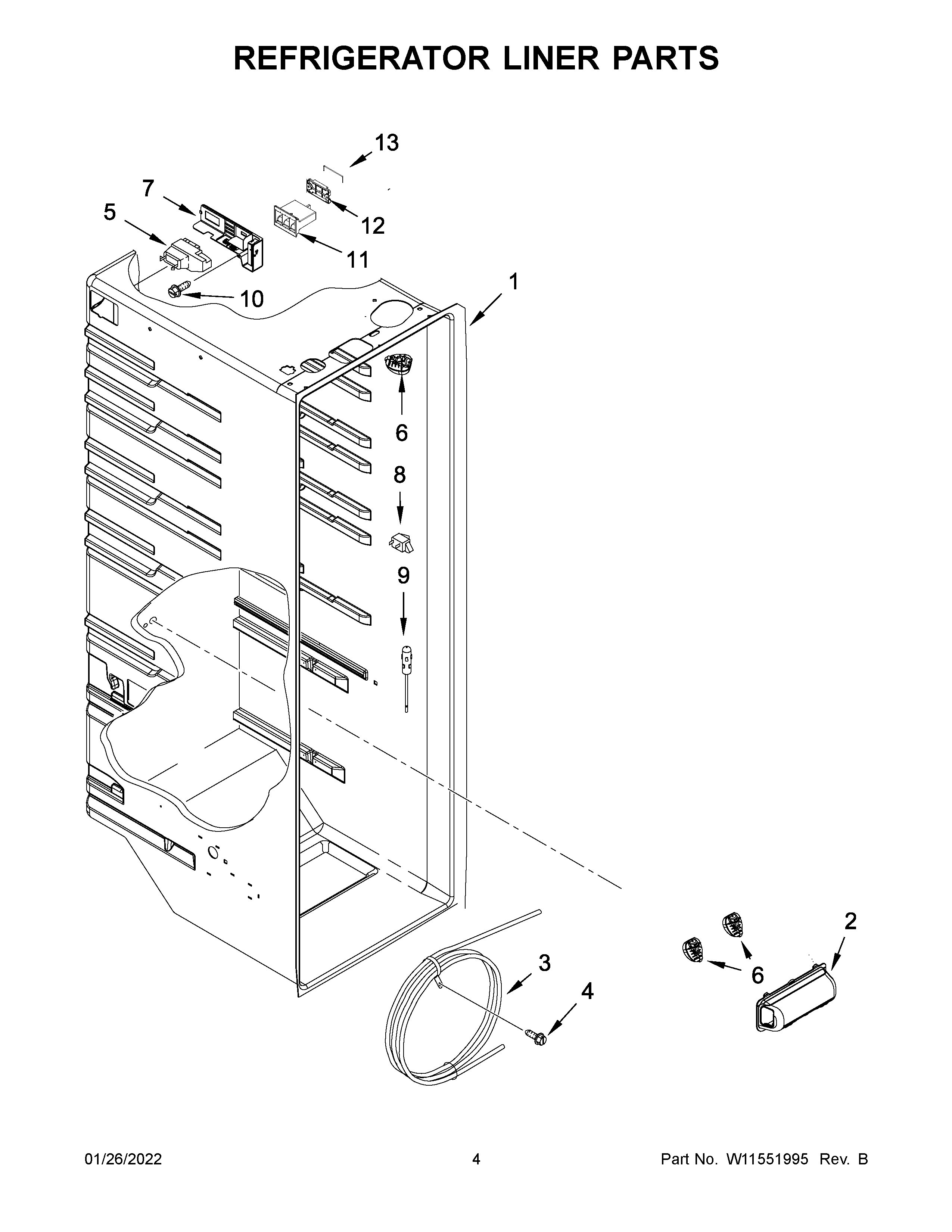 Amana ASI2175GRW07 refrigerator liner parts diagram