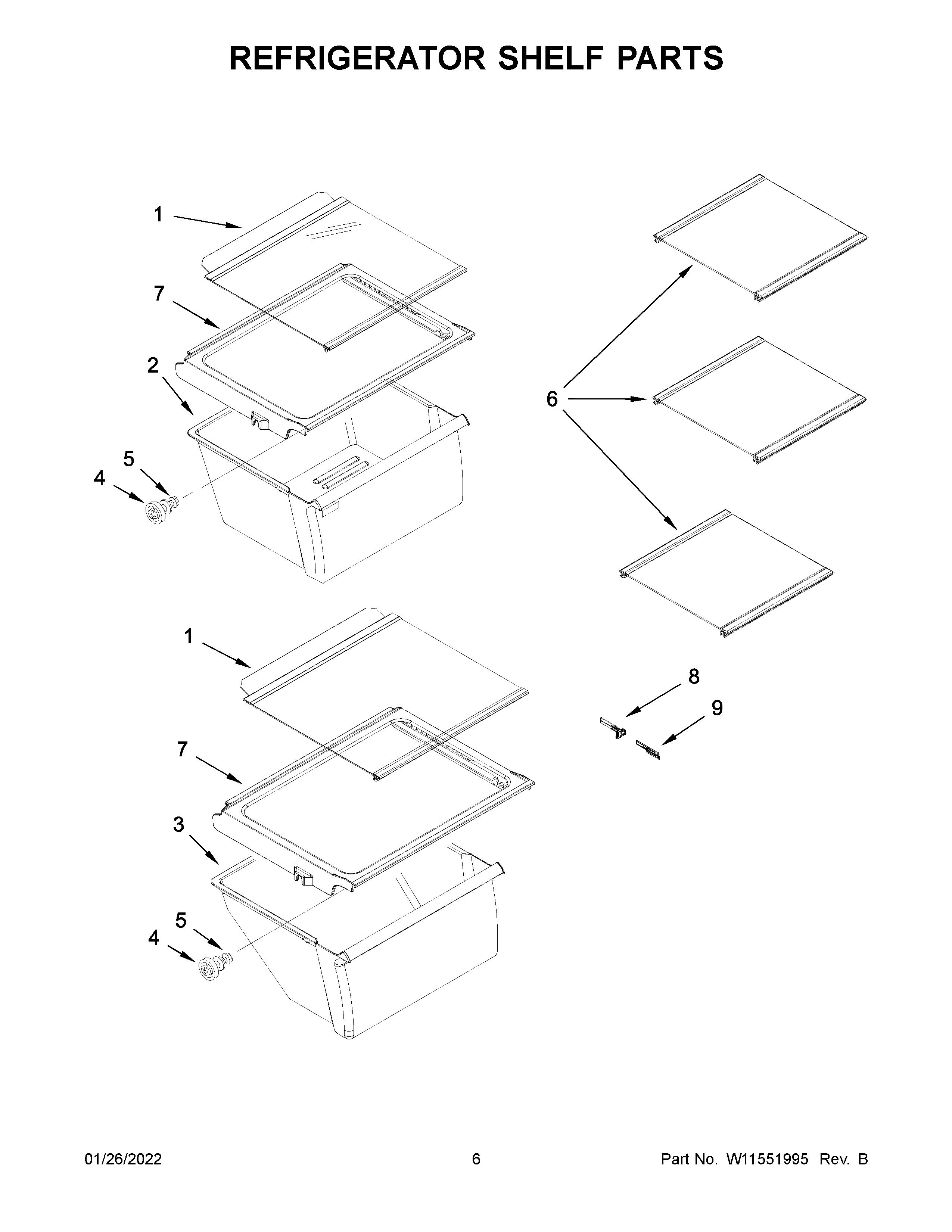 Amana ASI2175GRW07 refrigerator shelf parts diagram