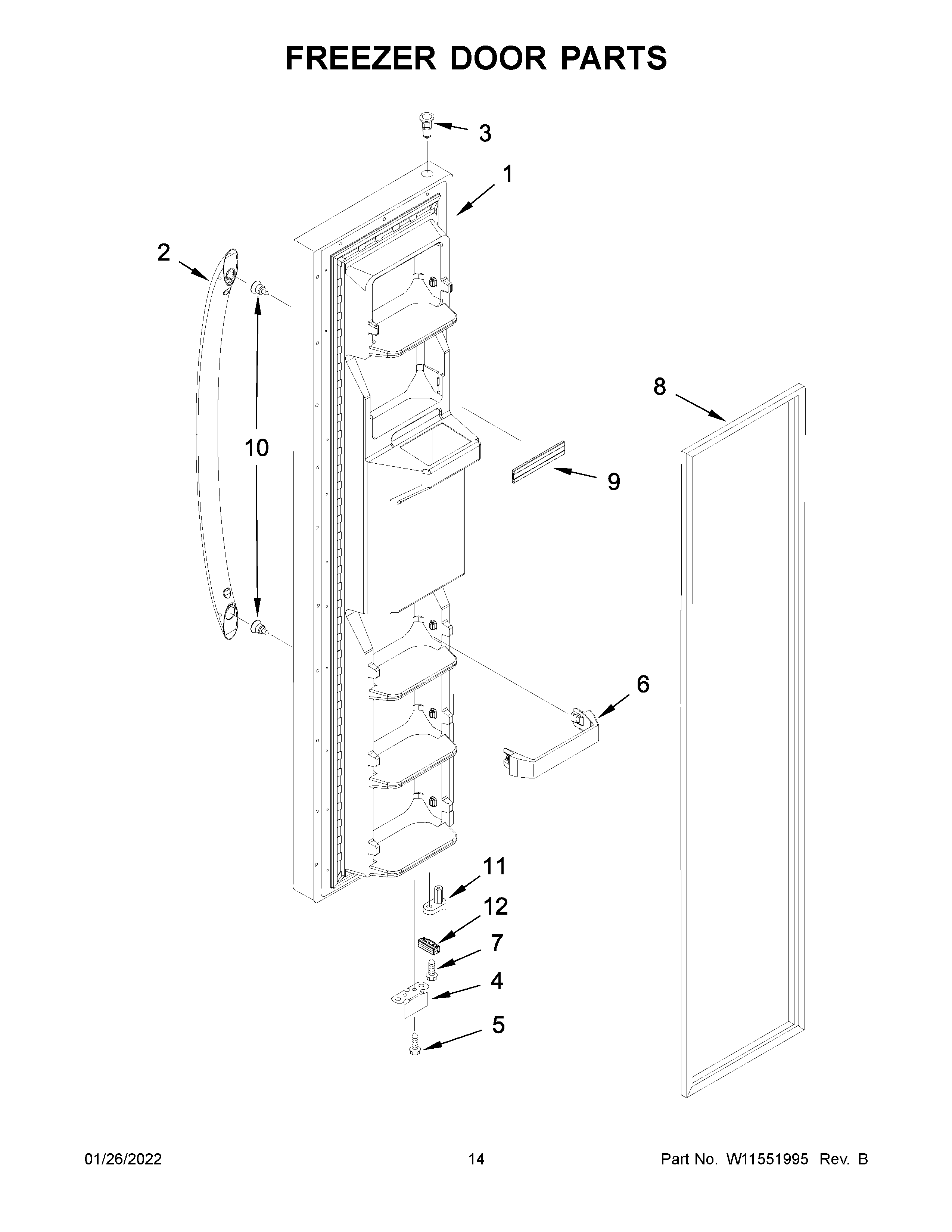 Amana ASI2175GRW07 freezer door parts diagram