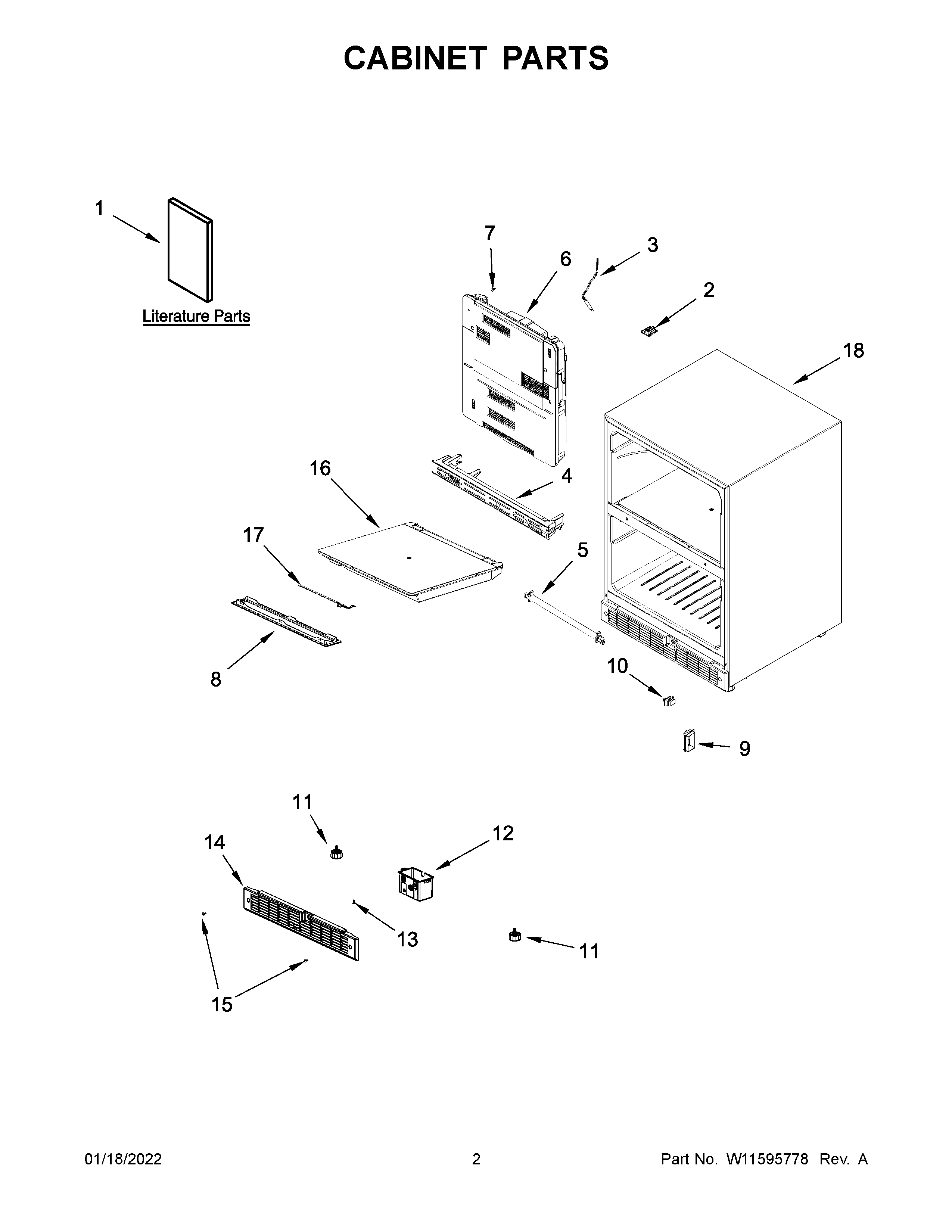 KitchenAid KUDF204KSB00 cabinet parts diagram