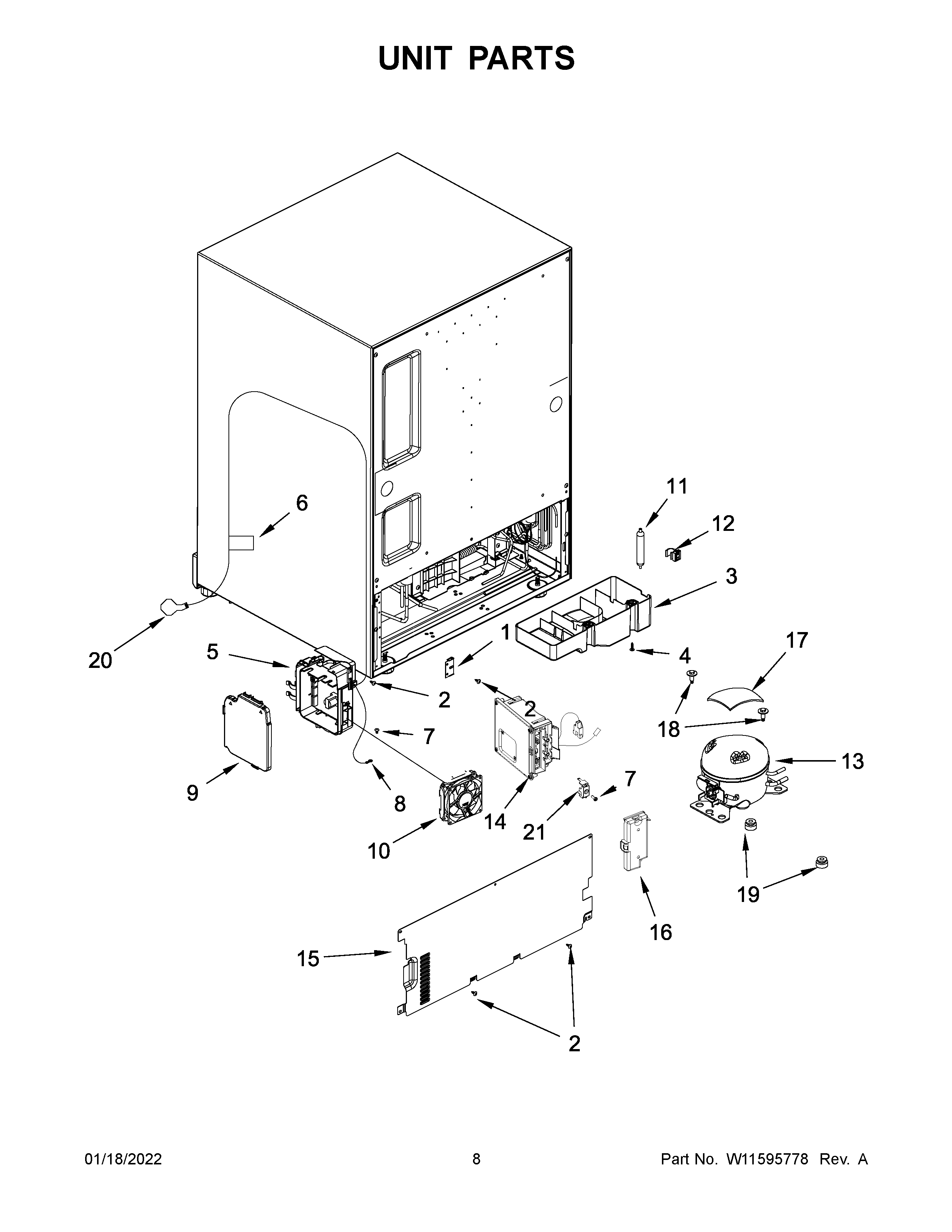 KitchenAid KUDF204KSB00 unit parts diagram