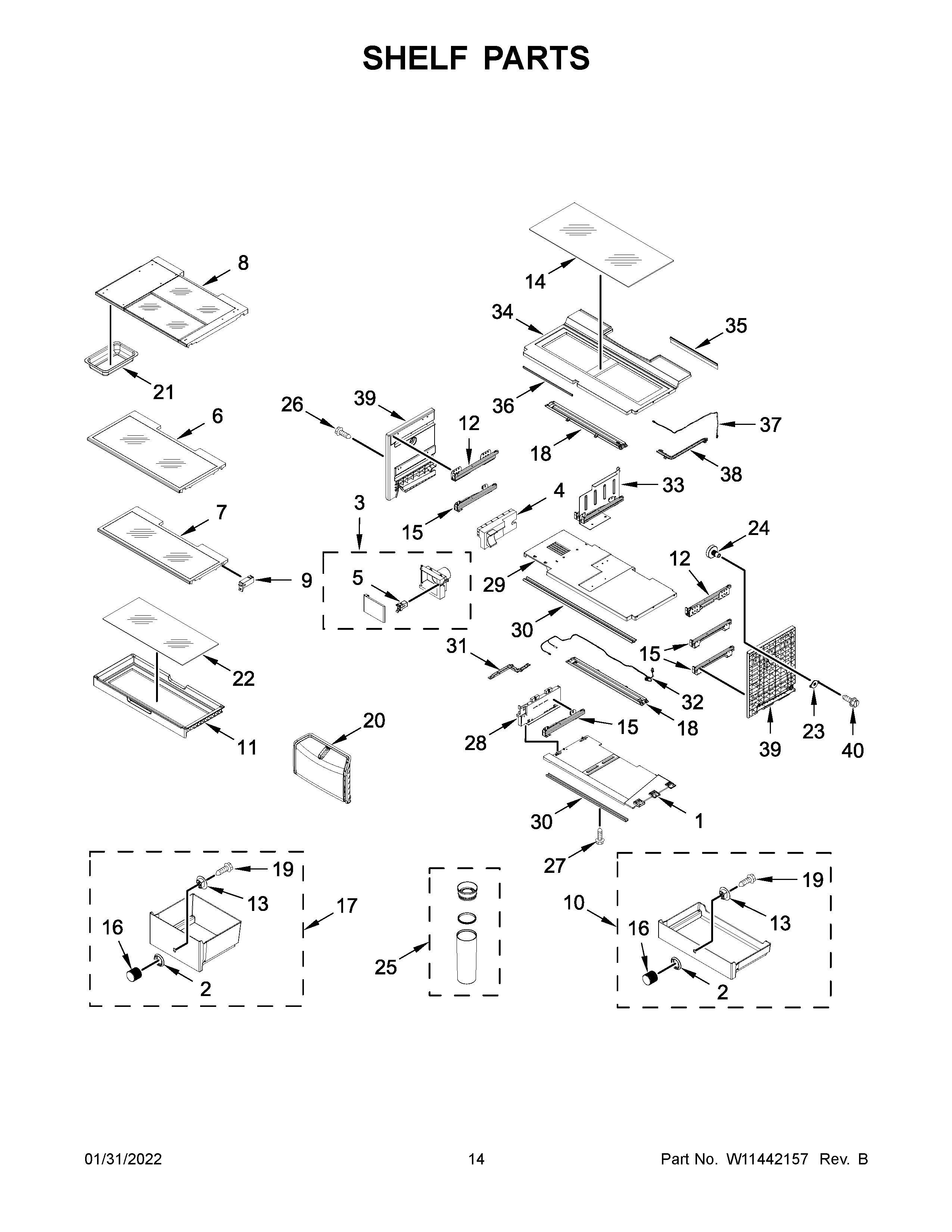 KitchenAid KRFC704FBS03 shelf parts diagram