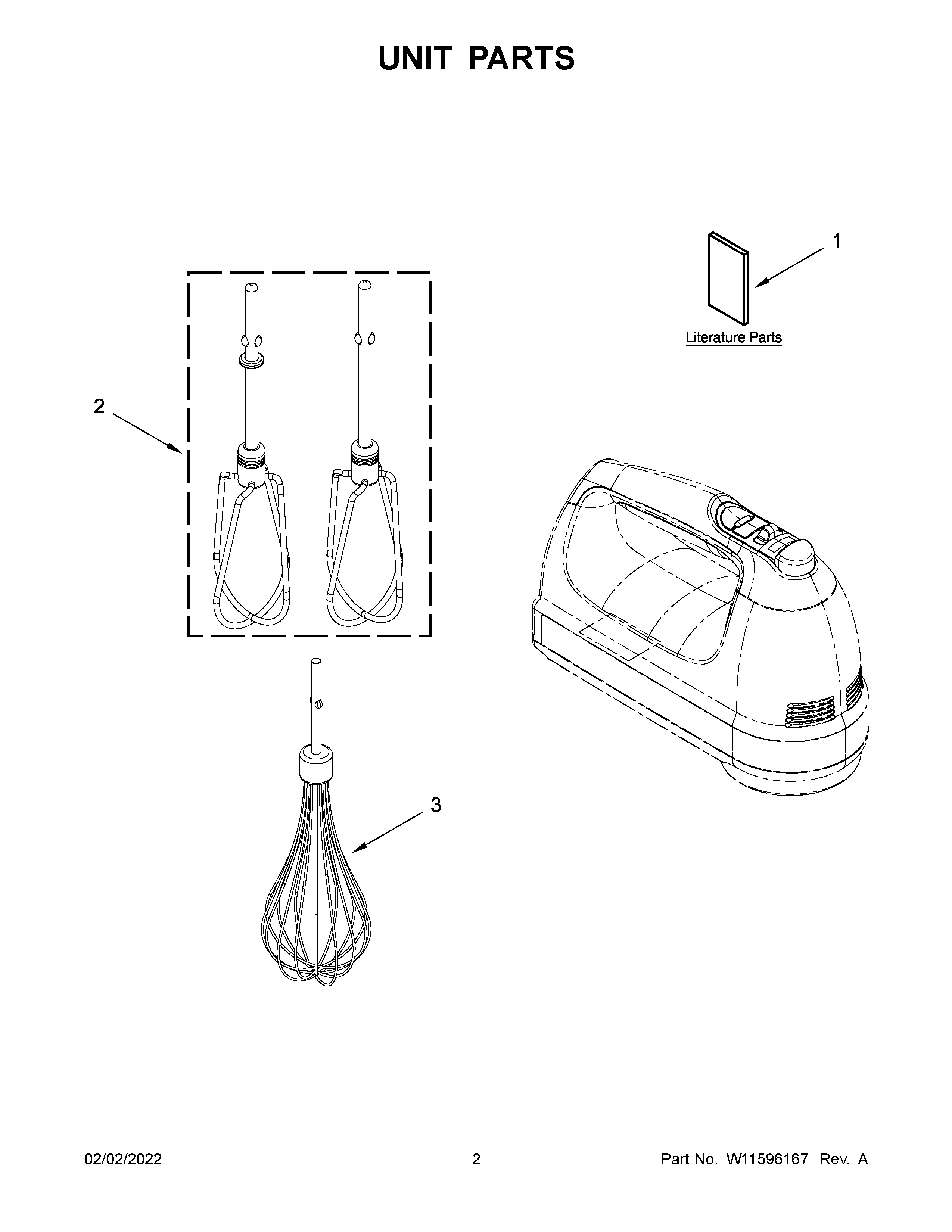 KitchenAid 5KHM5110WER0 unit parts diagram