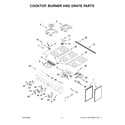 KitchenAid KFDC506JMH01 cooktop, burner and grate parts diagram