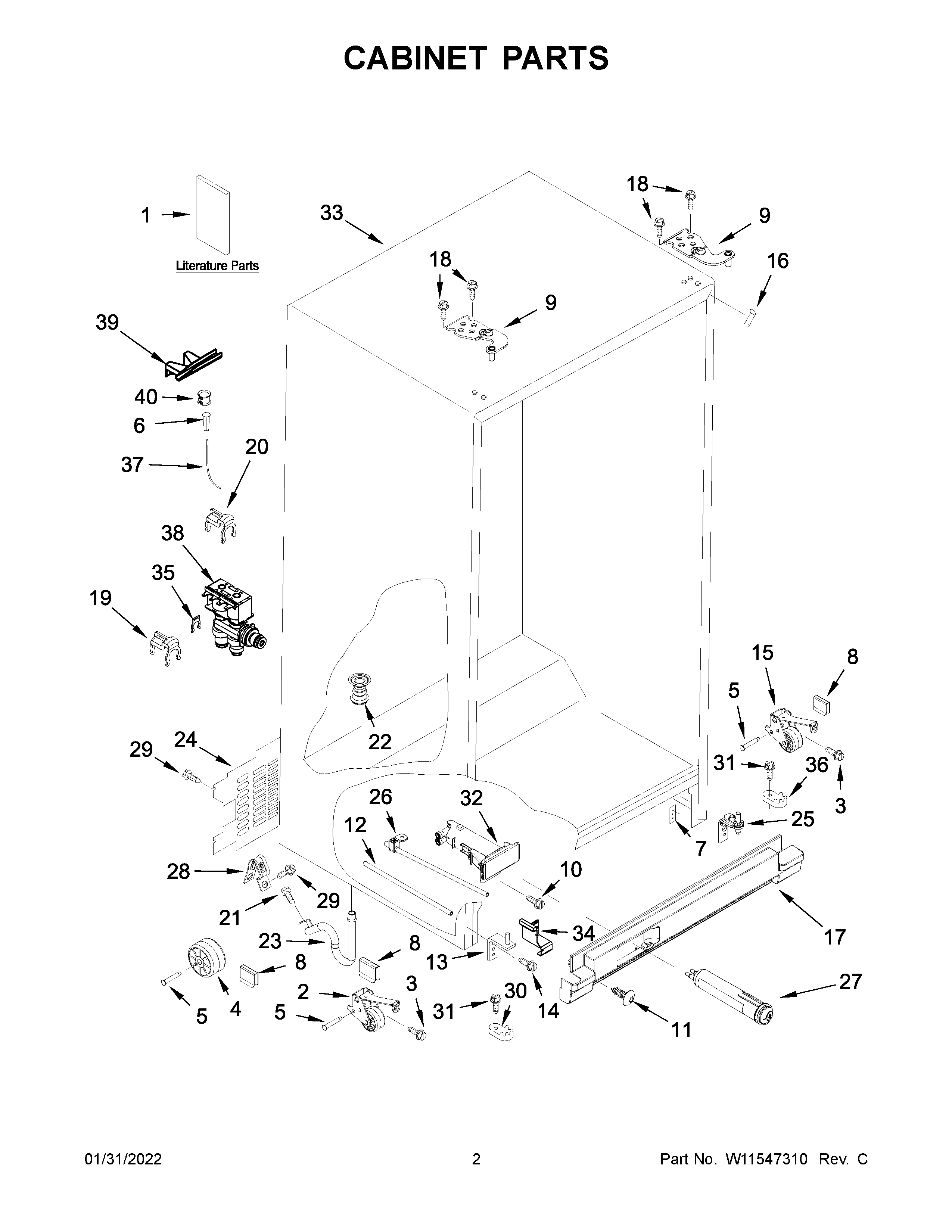 Whirlpool WRS325SDHW08 cabinet parts diagram