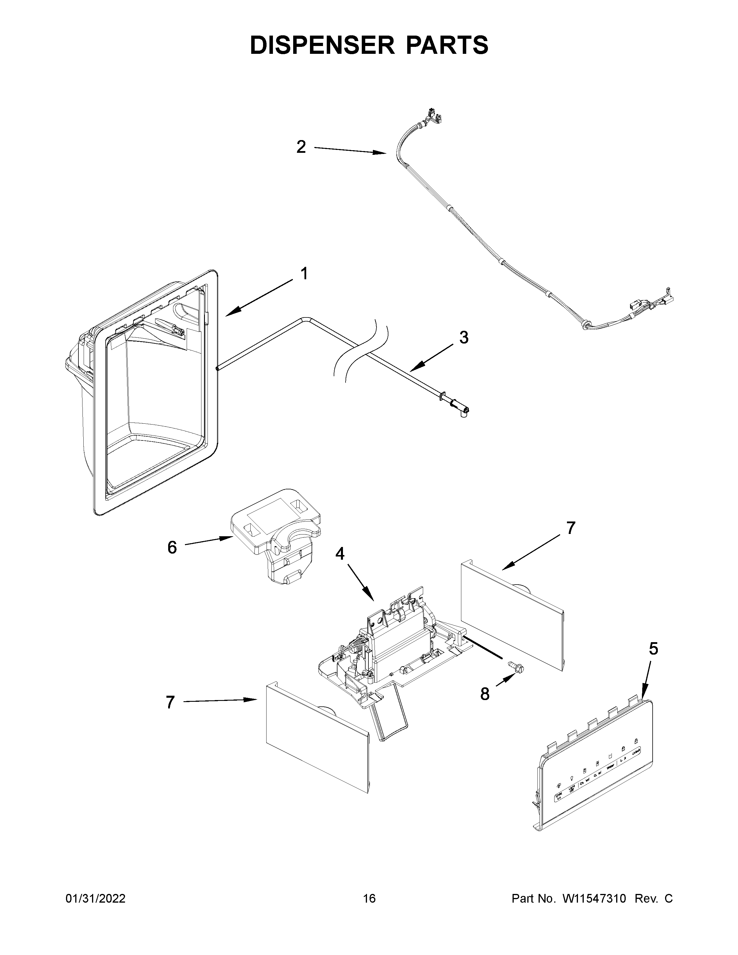 Whirlpool WRS325SDHW08 dispenser parts diagram