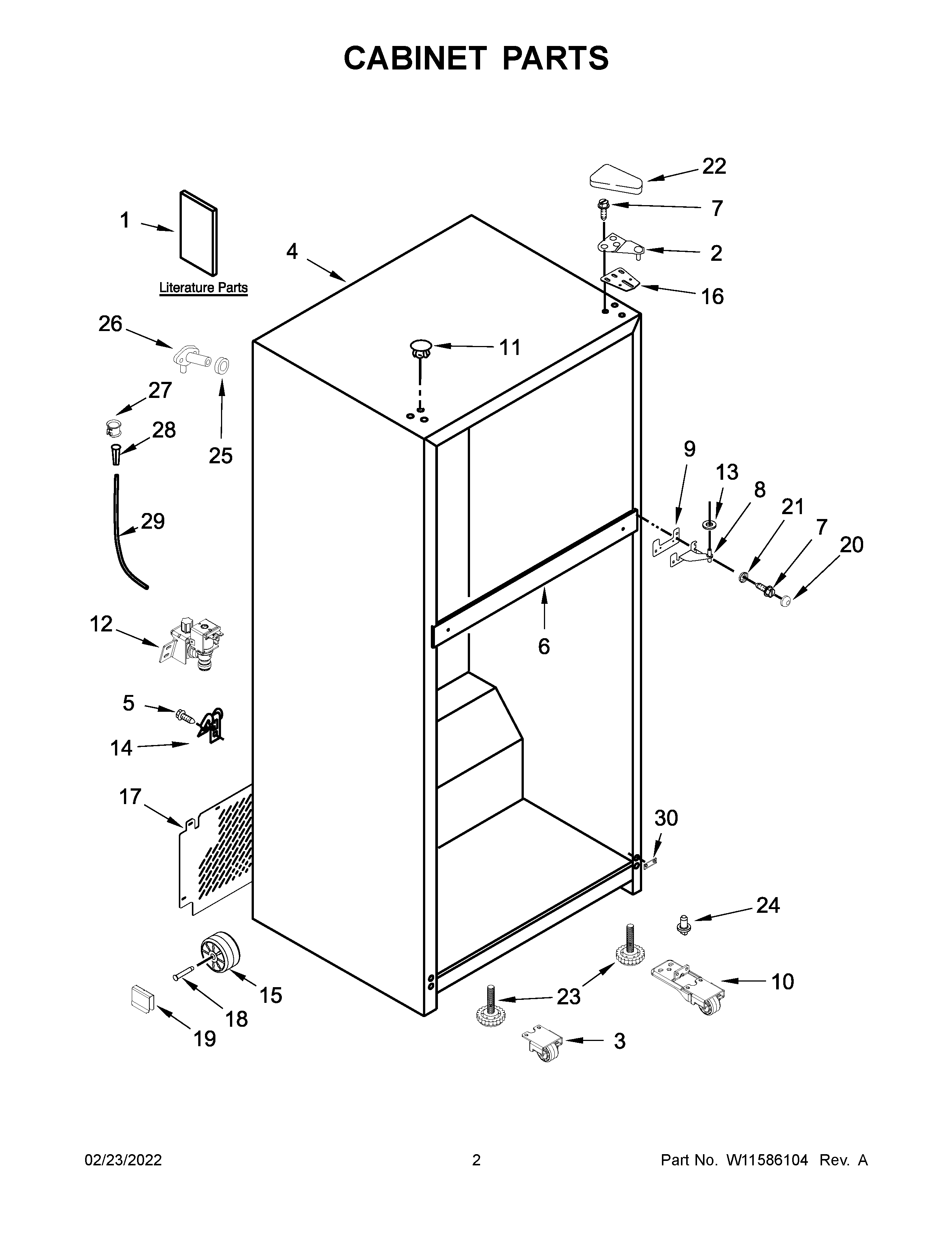 Whirlpool WRT318FZDW09 cabinet parts diagram