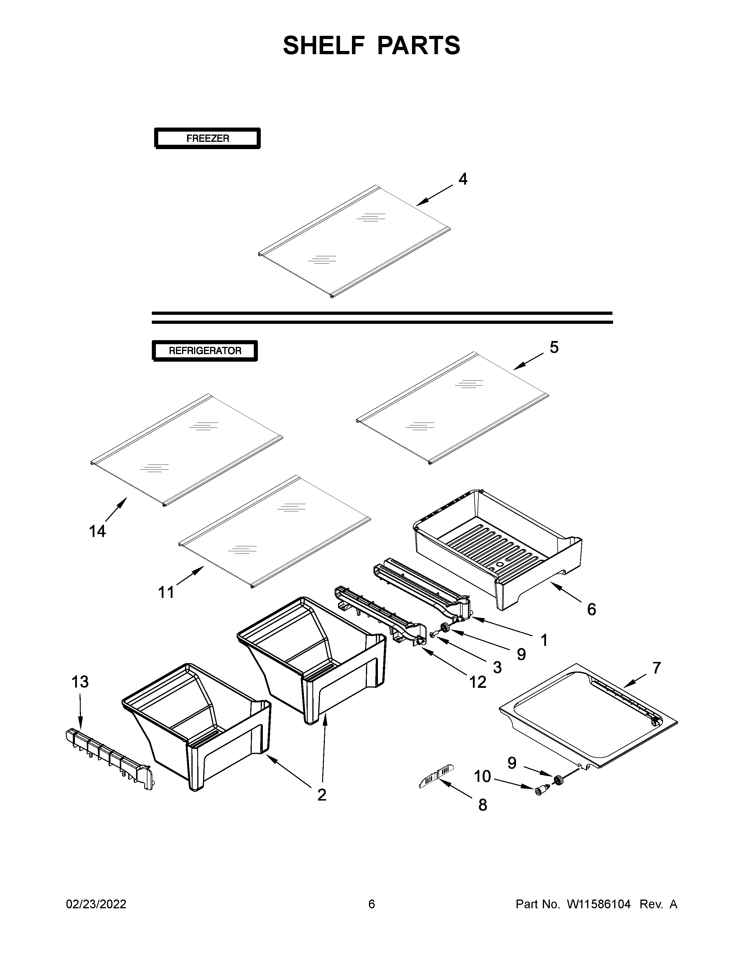 Whirlpool WRT318FZDW09 shelf parts diagram