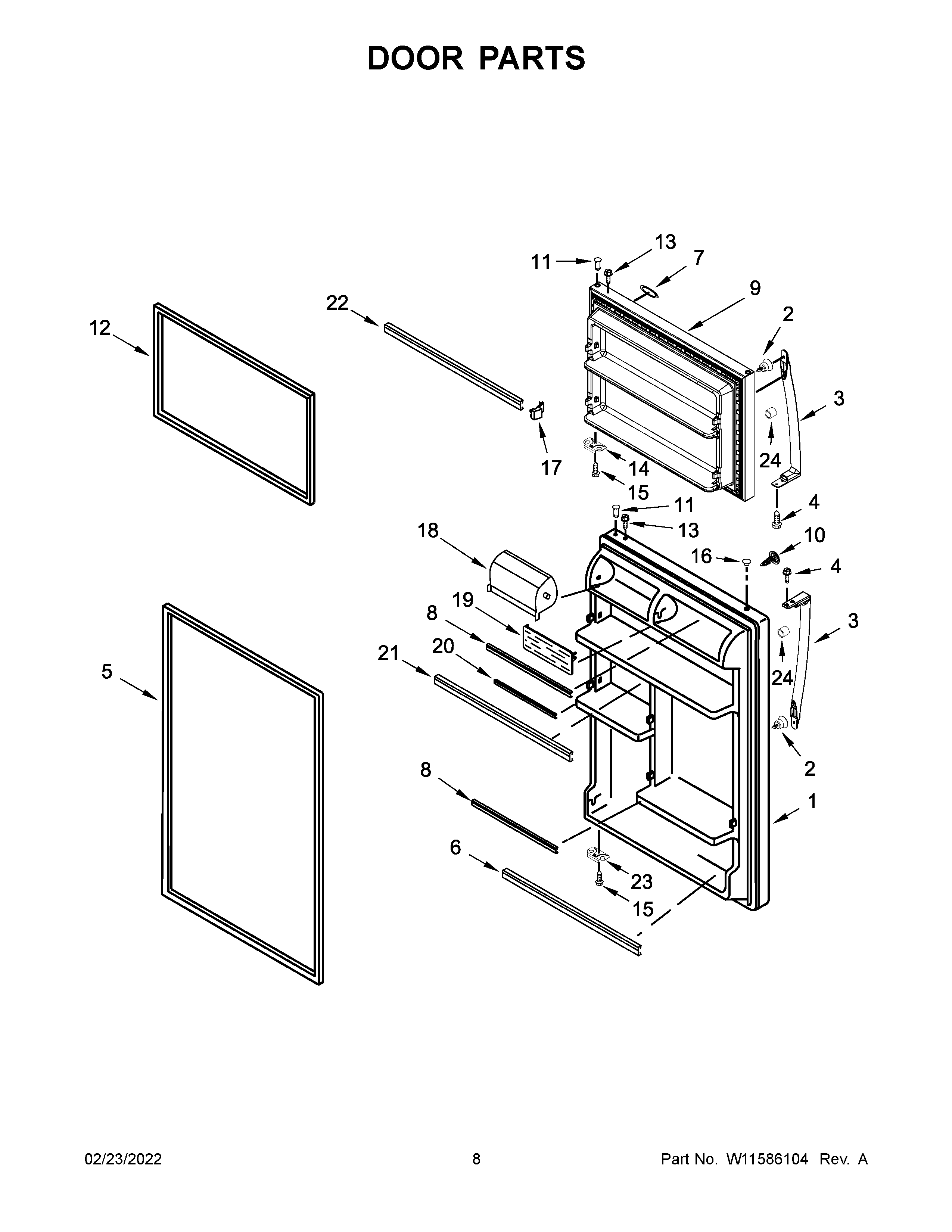 Whirlpool WRT318FZDW09 door parts diagram