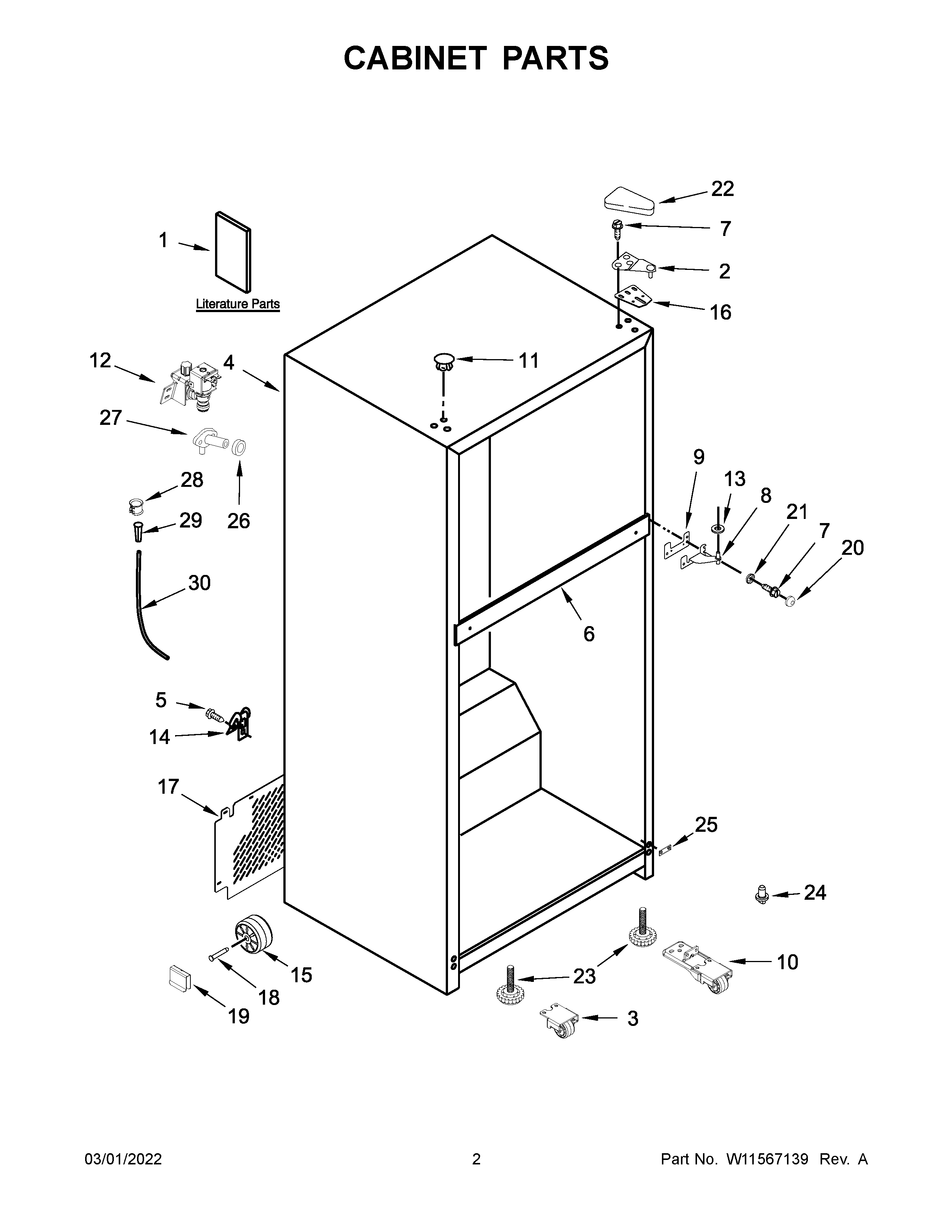 Whirlpool WRT148FZDM04 cabinet parts diagram