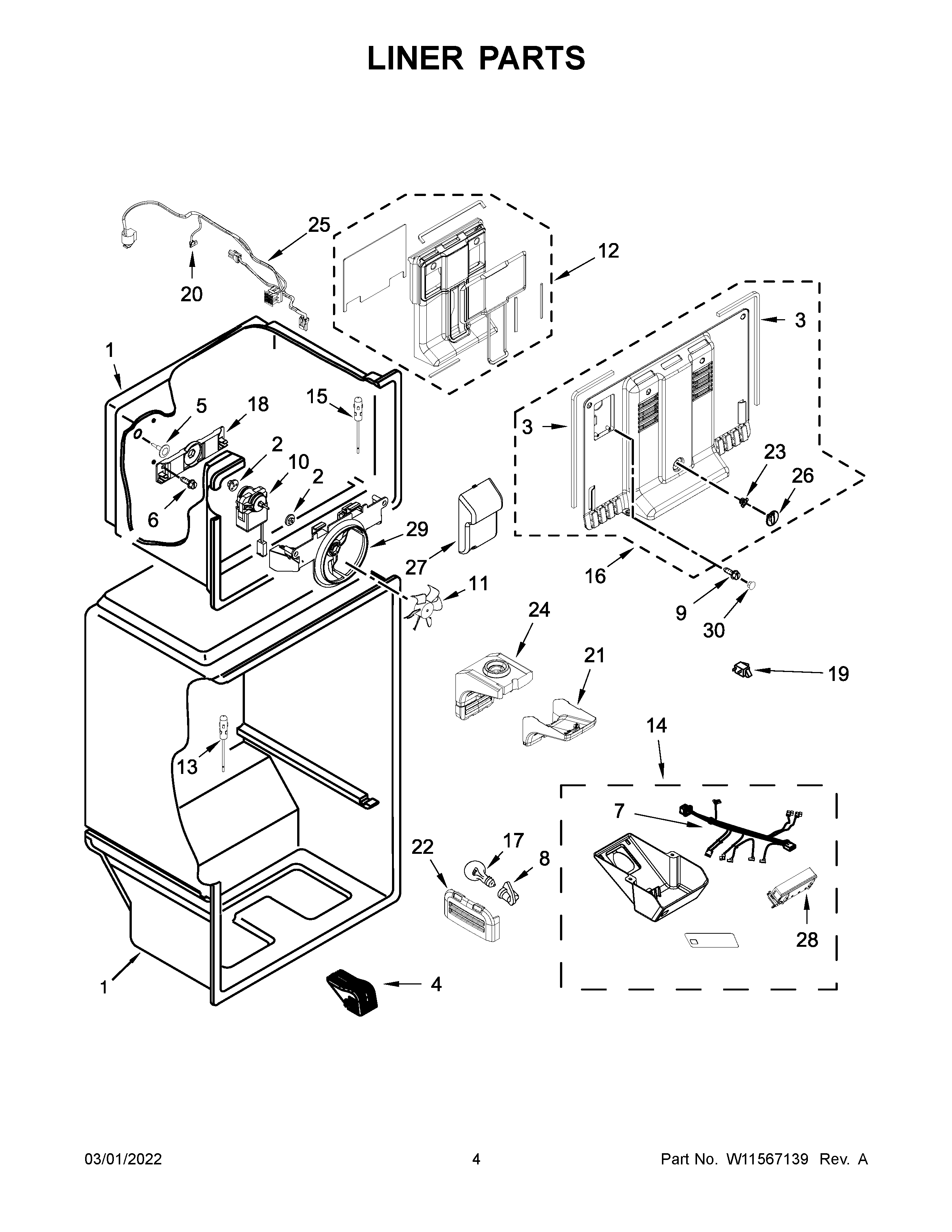 Whirlpool WRT148FZDM04 liner parts diagram