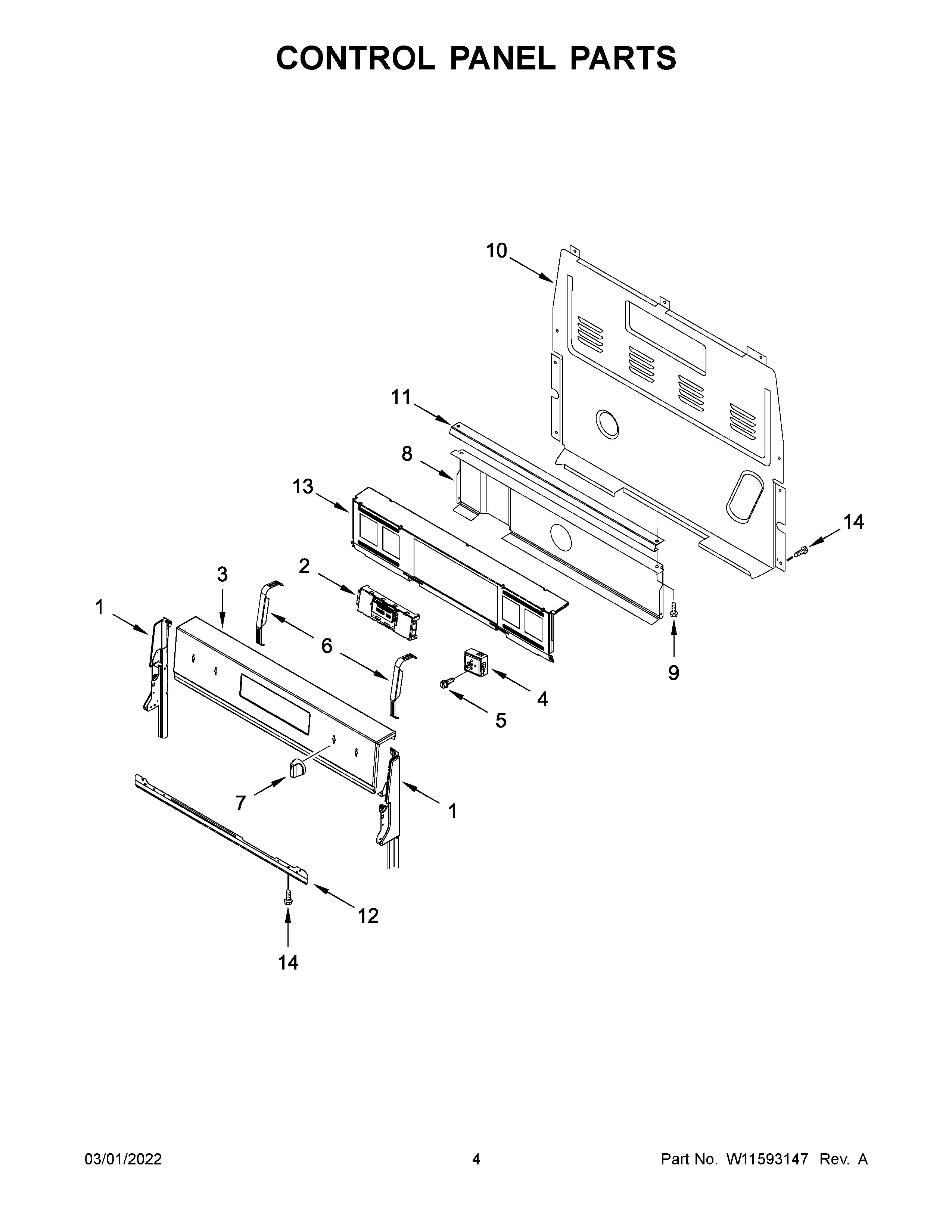 Whirlpool YWFE550S0LW2 control panel parts diagram