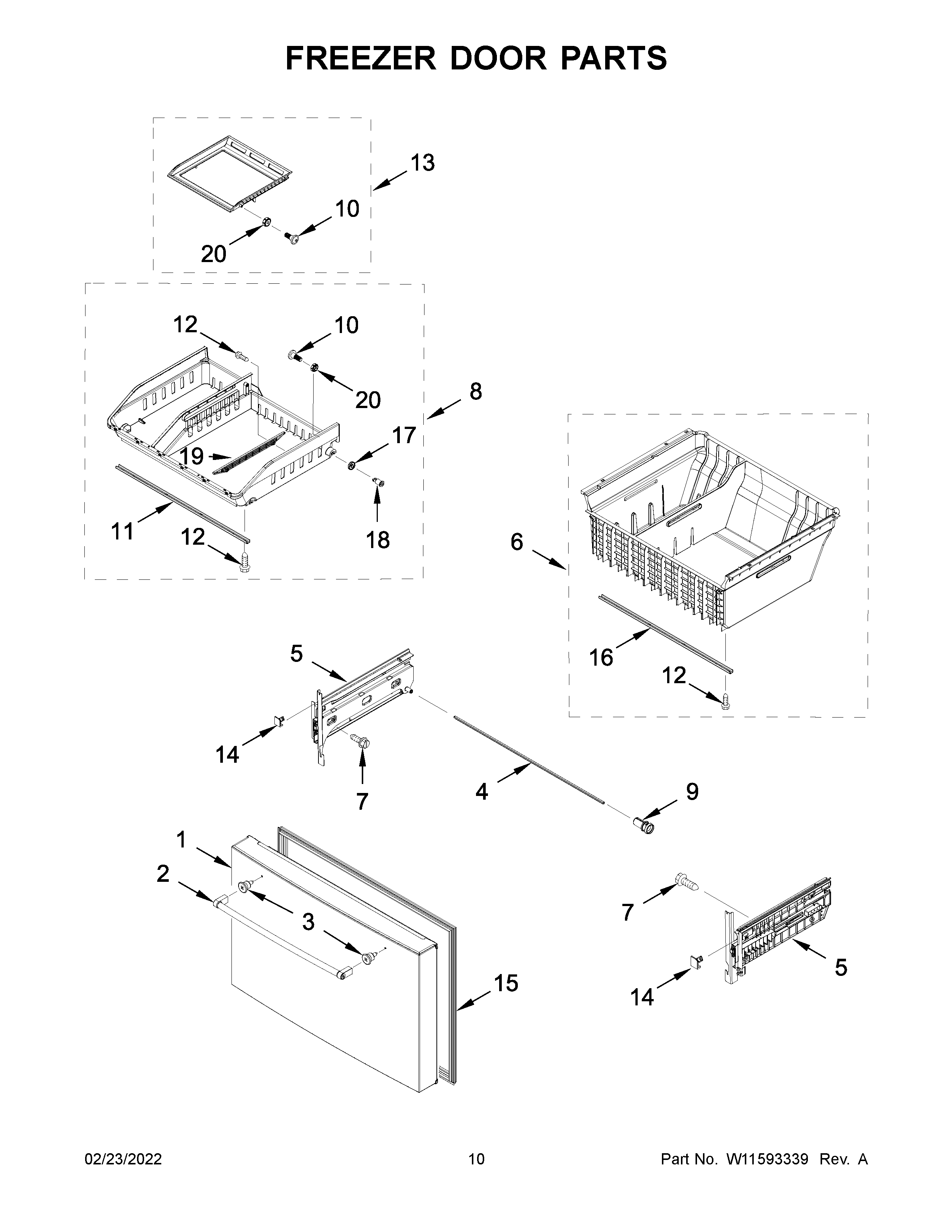 KitchenAid KRFC704FSS04 freezer door parts diagram