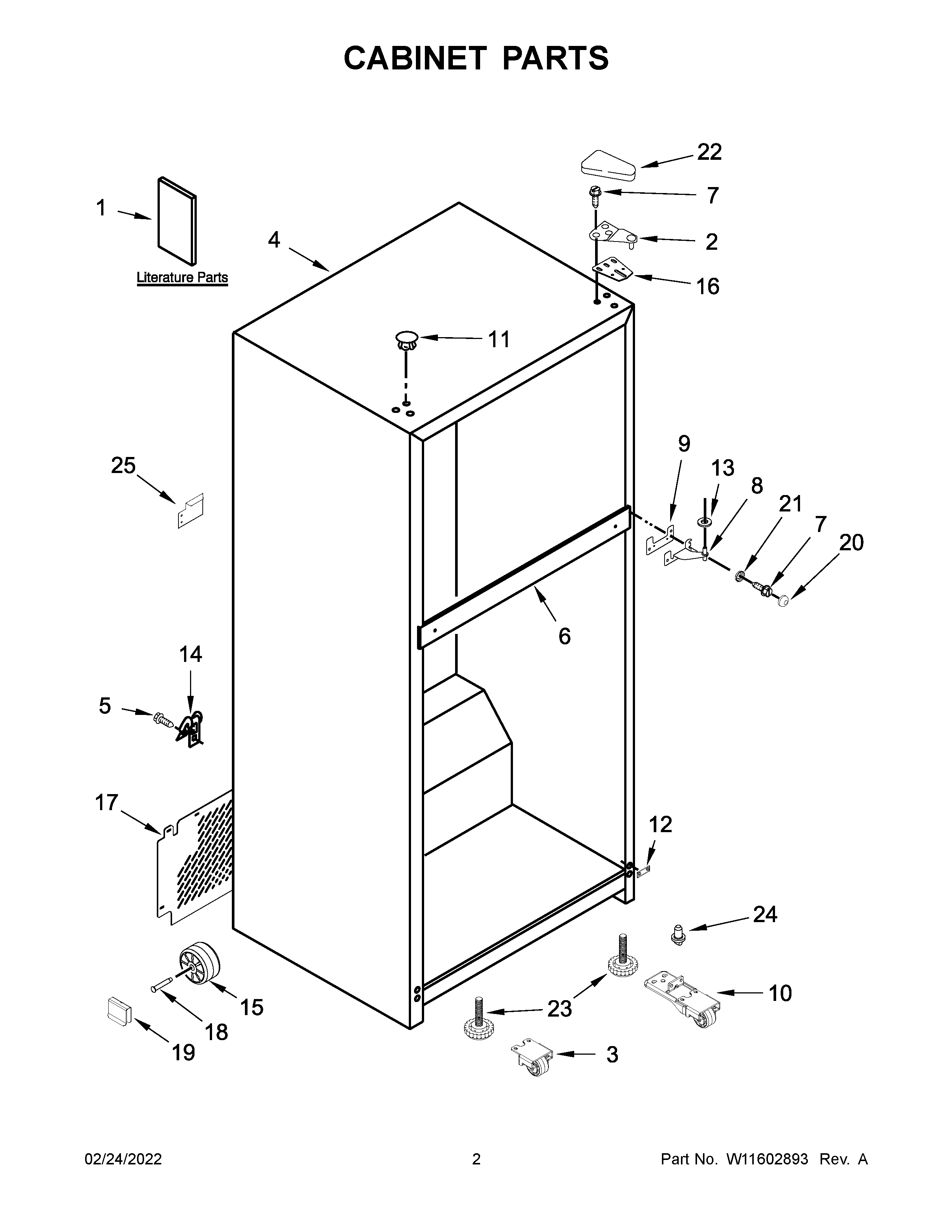 Whirlpool WRT108FFDB01 cabinet parts diagram