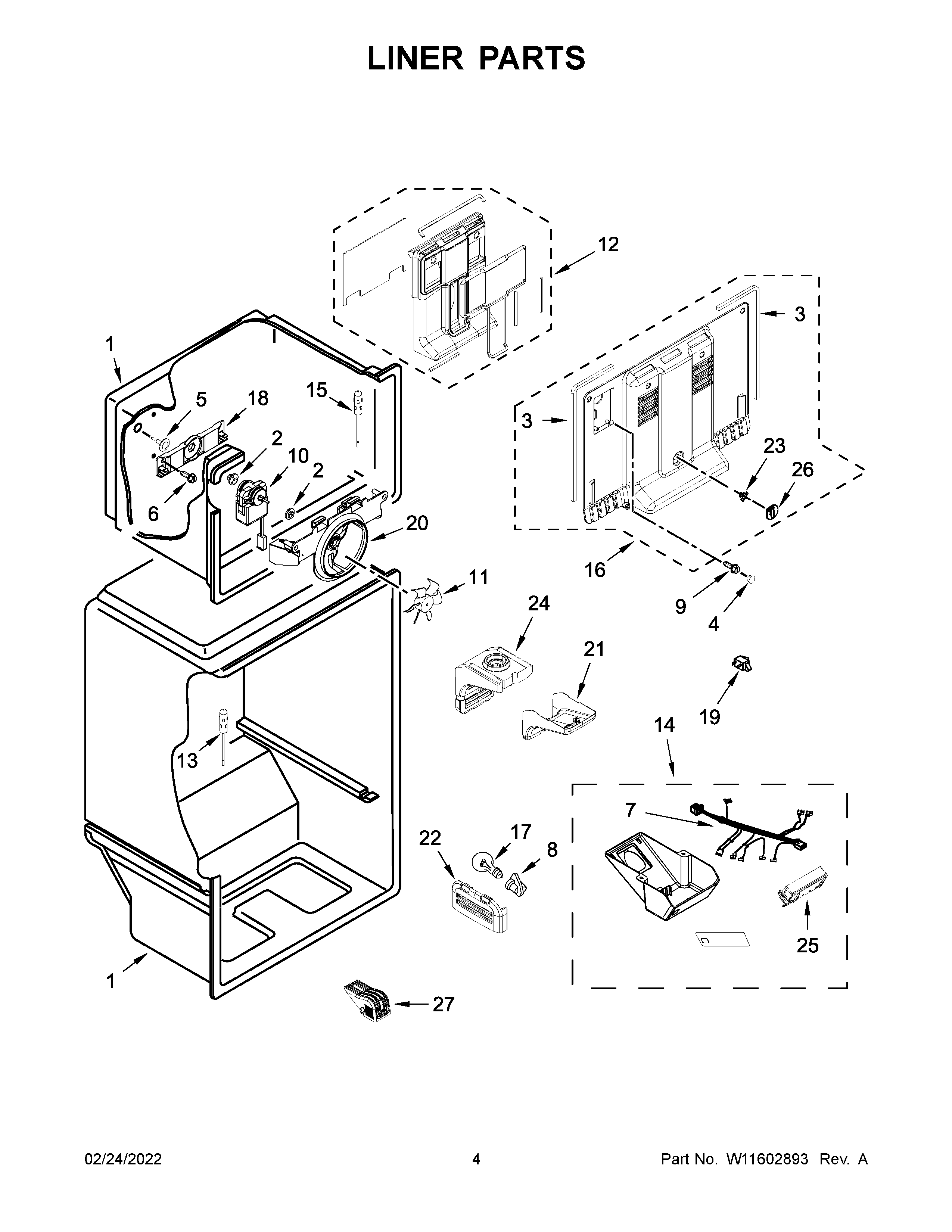 Whirlpool WRT108FFDB01 liner parts diagram
