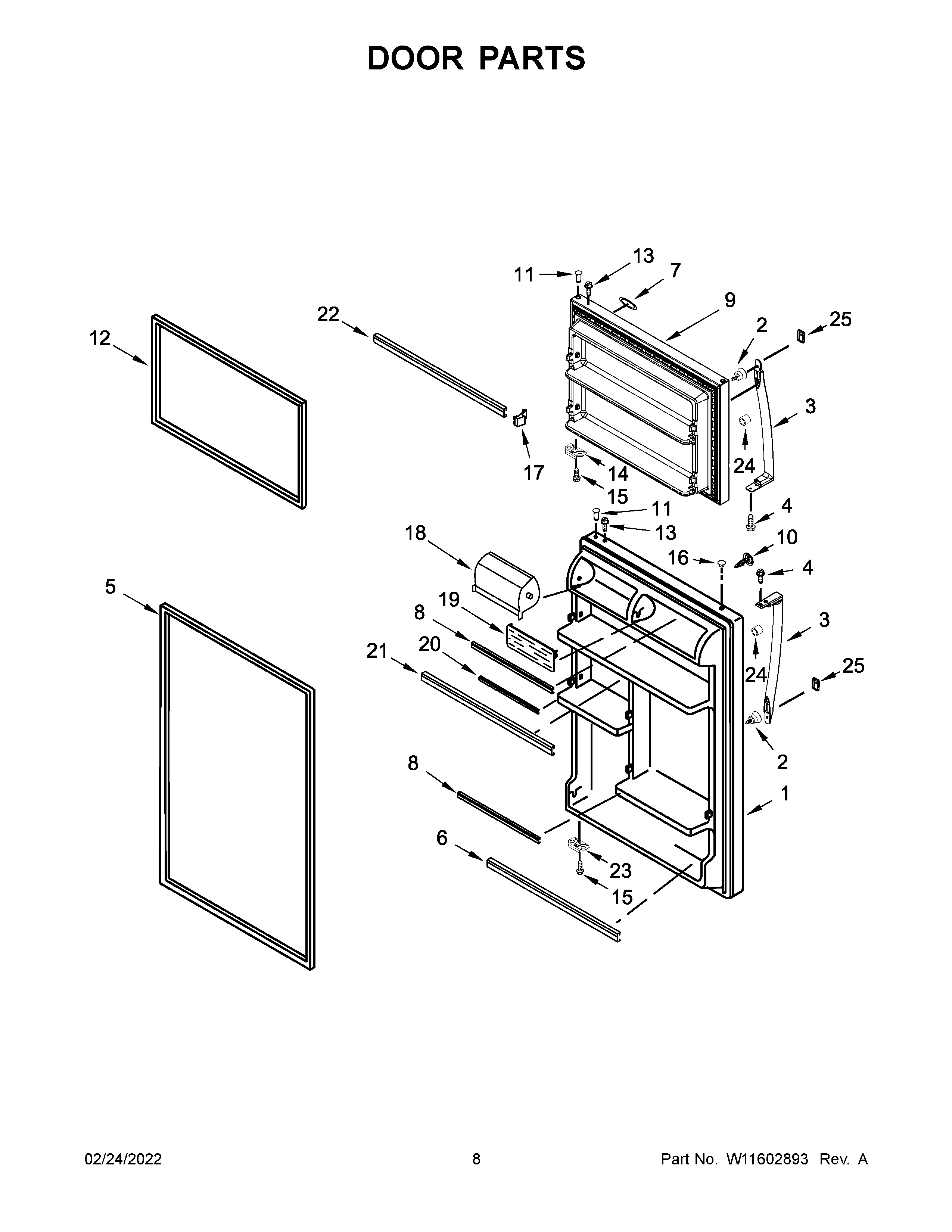 Whirlpool WRT108FFDB01 door parts diagram