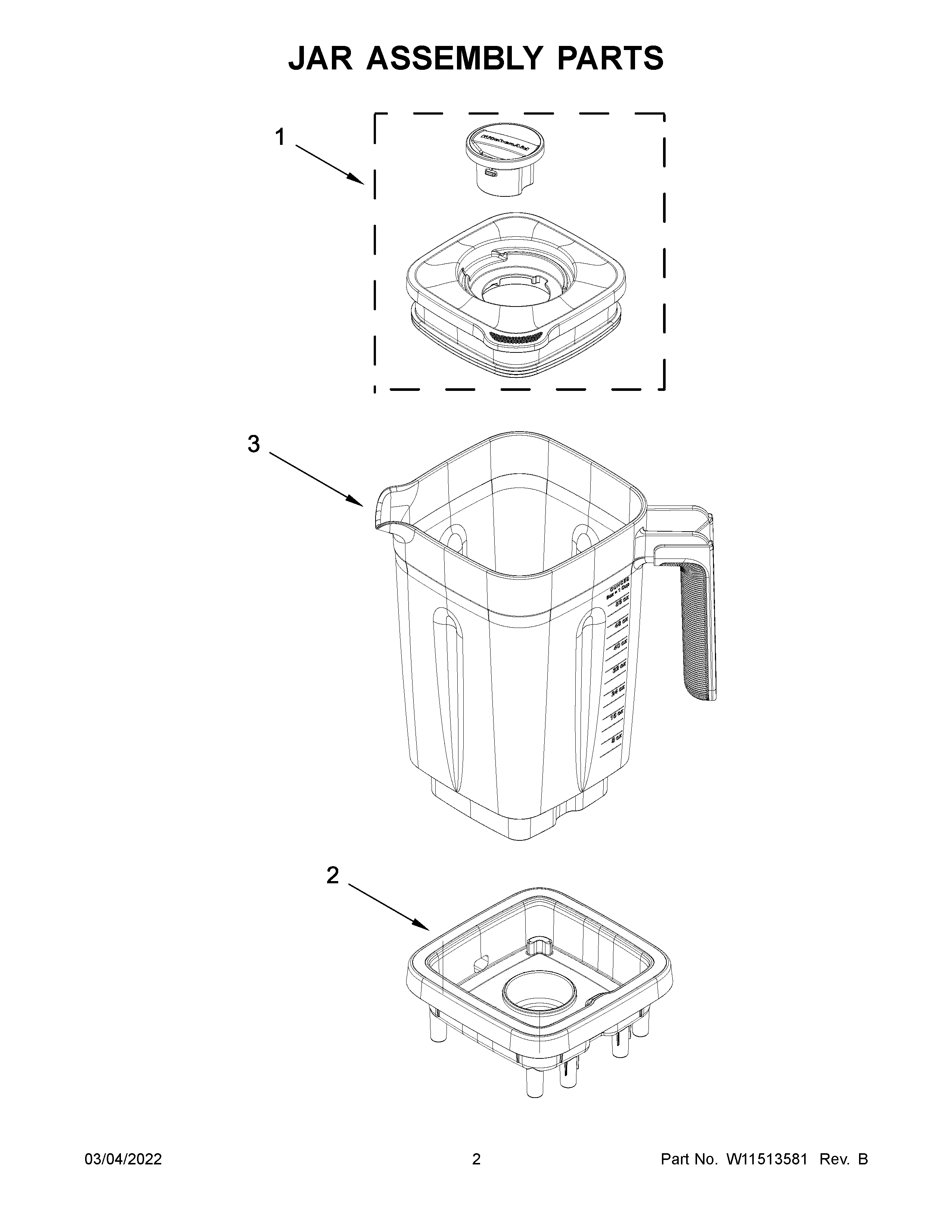 KitchenAid 5KSB1325EDG0 jar assembly parts diagram