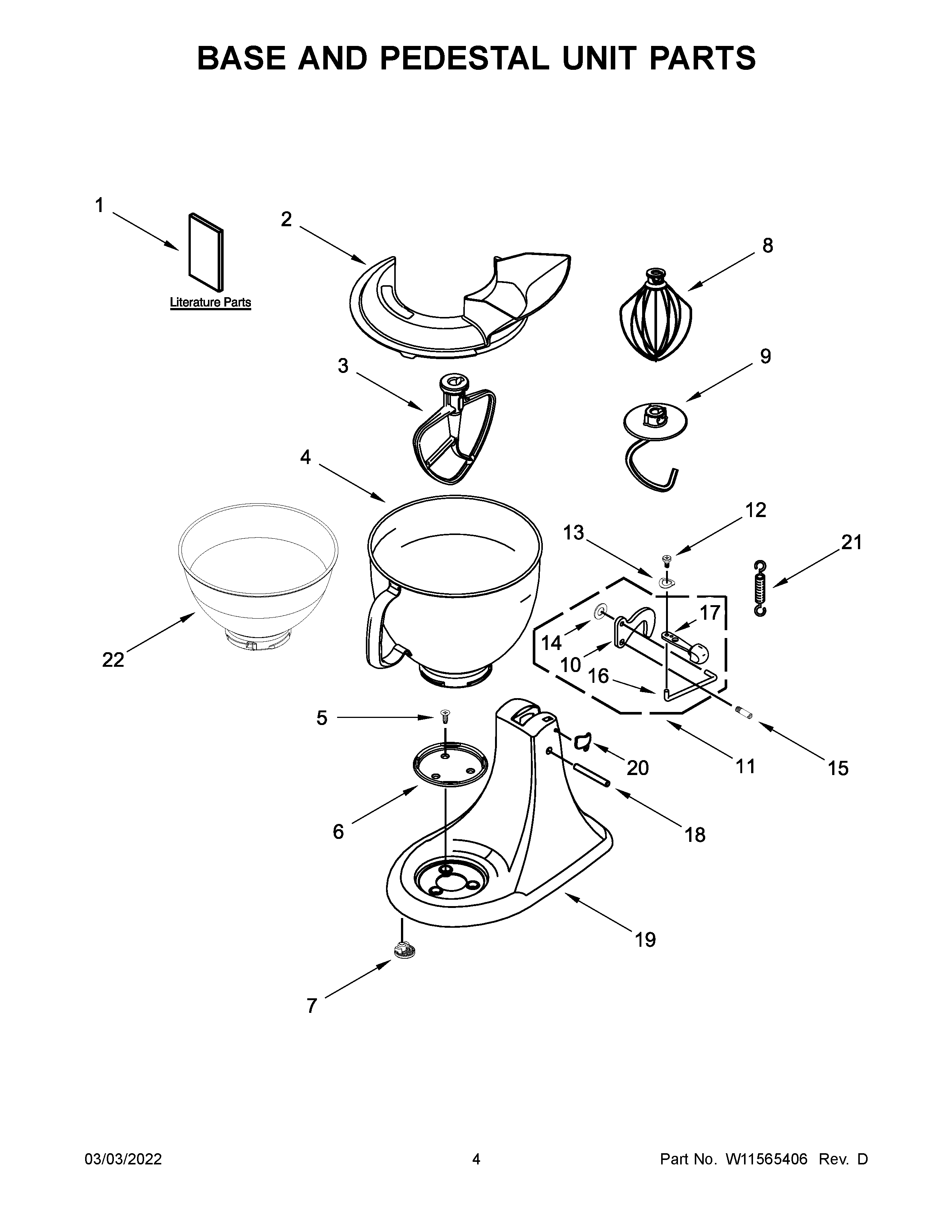 KitchenAid 5KSM195PSABK0 base and pedestal unit parts diagram