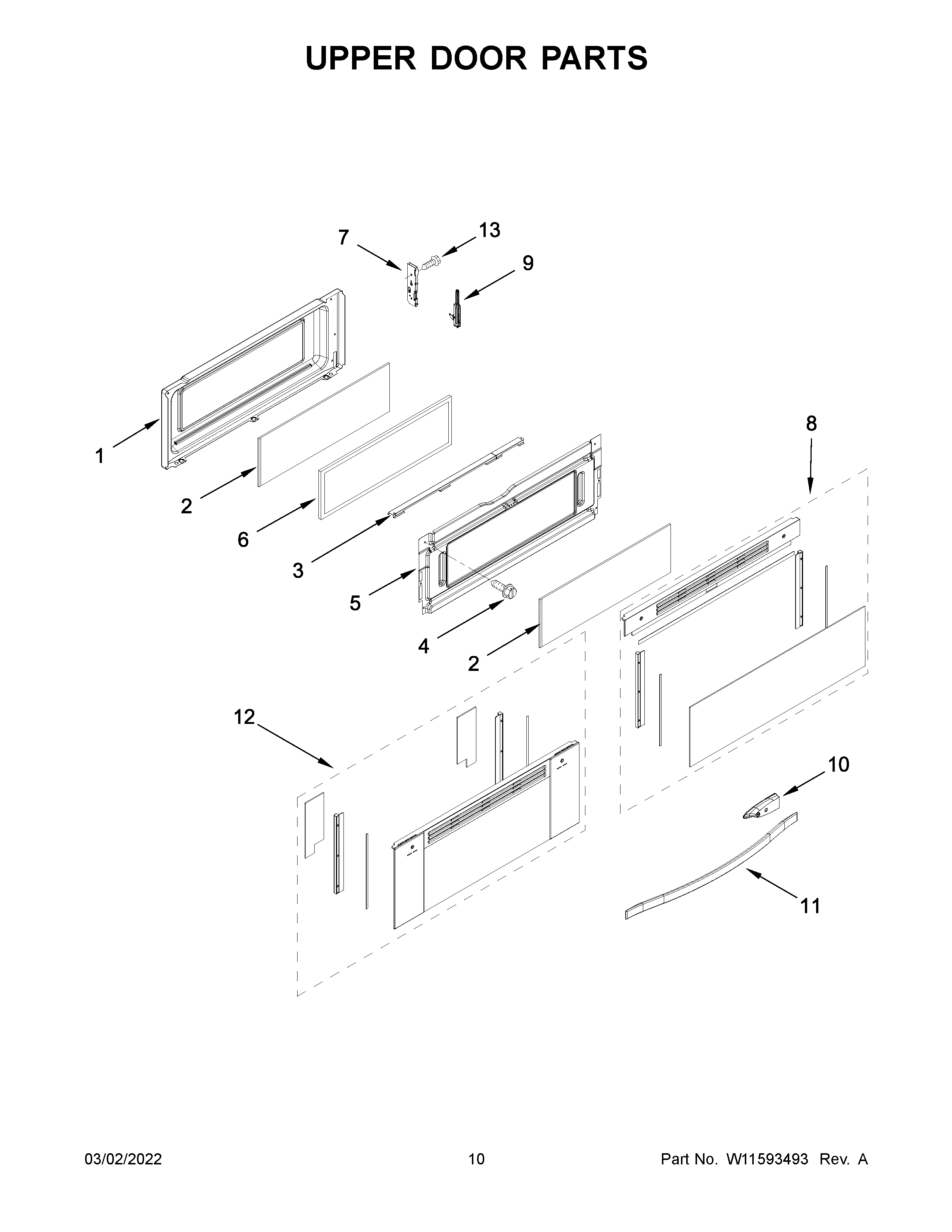 Whirlpool WGG745S0FS05 upper door parts diagram