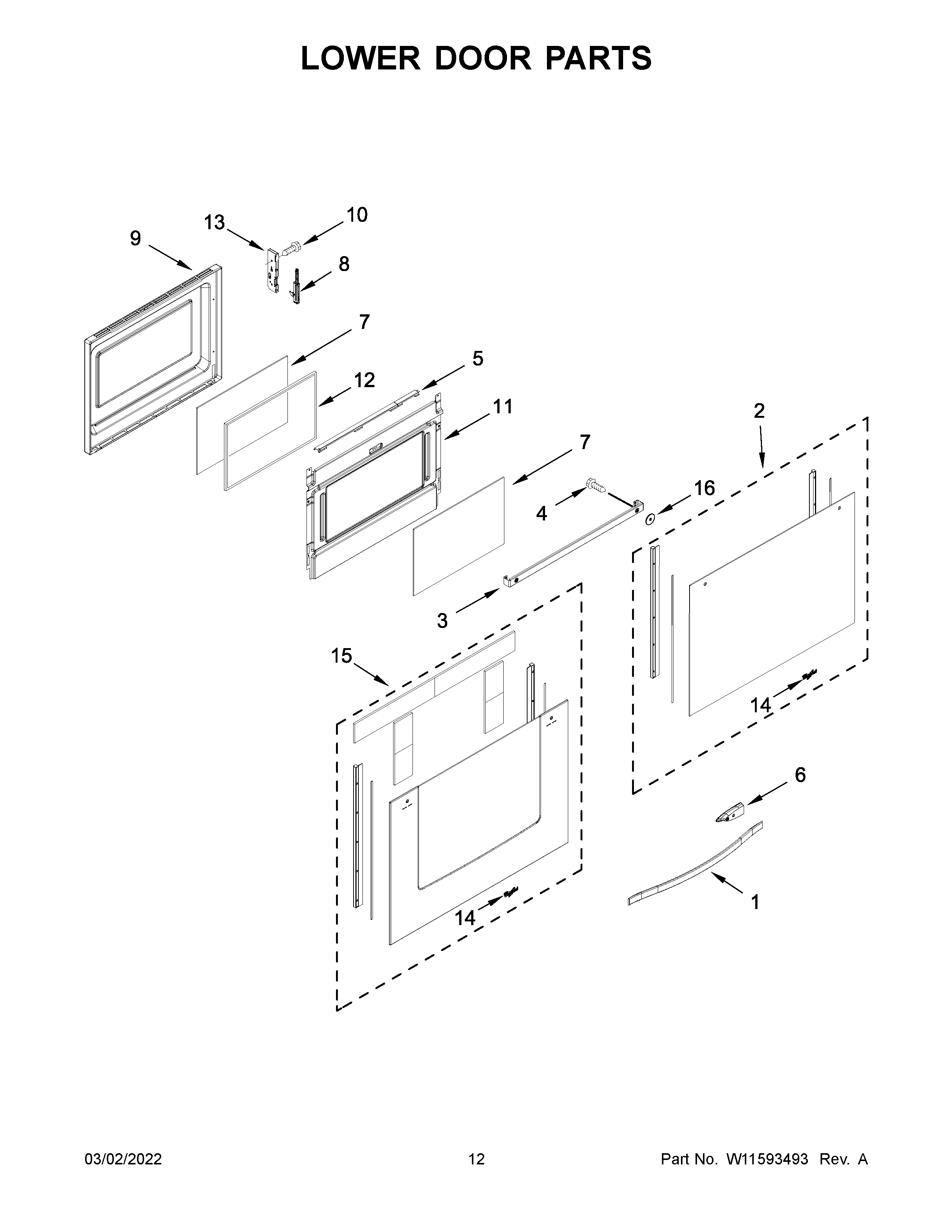 Whirlpool WGG745S0FS05 lower door parts diagram